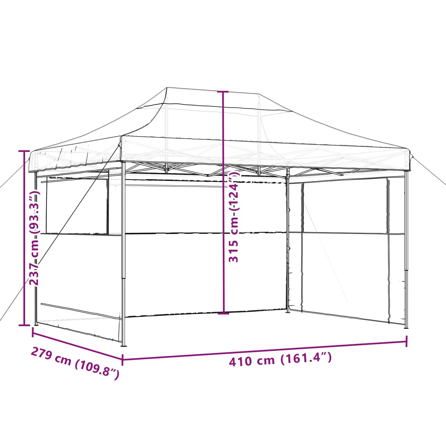 vidaXL Σκηνή Πάρτυ Πορτοκαλί 279 x 410 x 315 εκ. Ύφασμα Όξφορντ