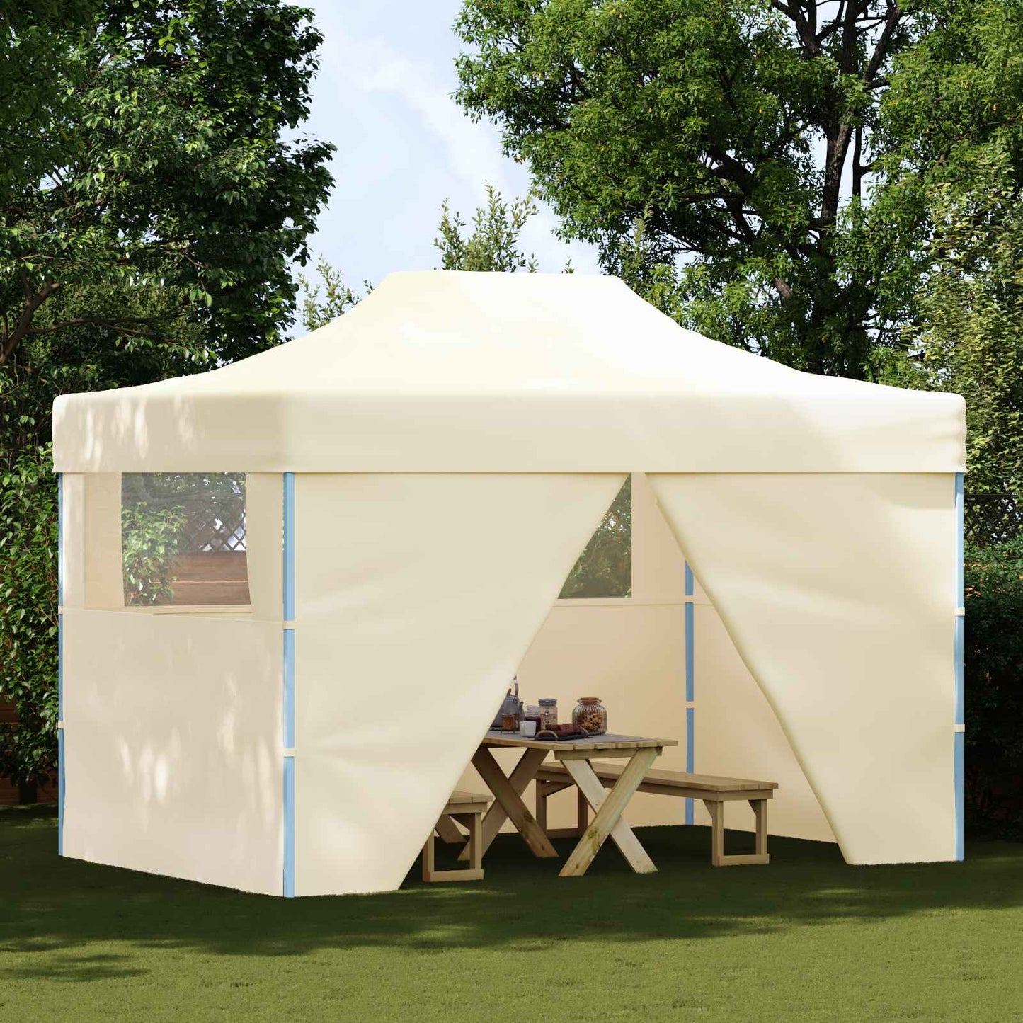 vidaXL Σκηνή Πάρτυ Κρεμ 291 x 431 x 315 εκ. Ύφασμα Όξφορντ