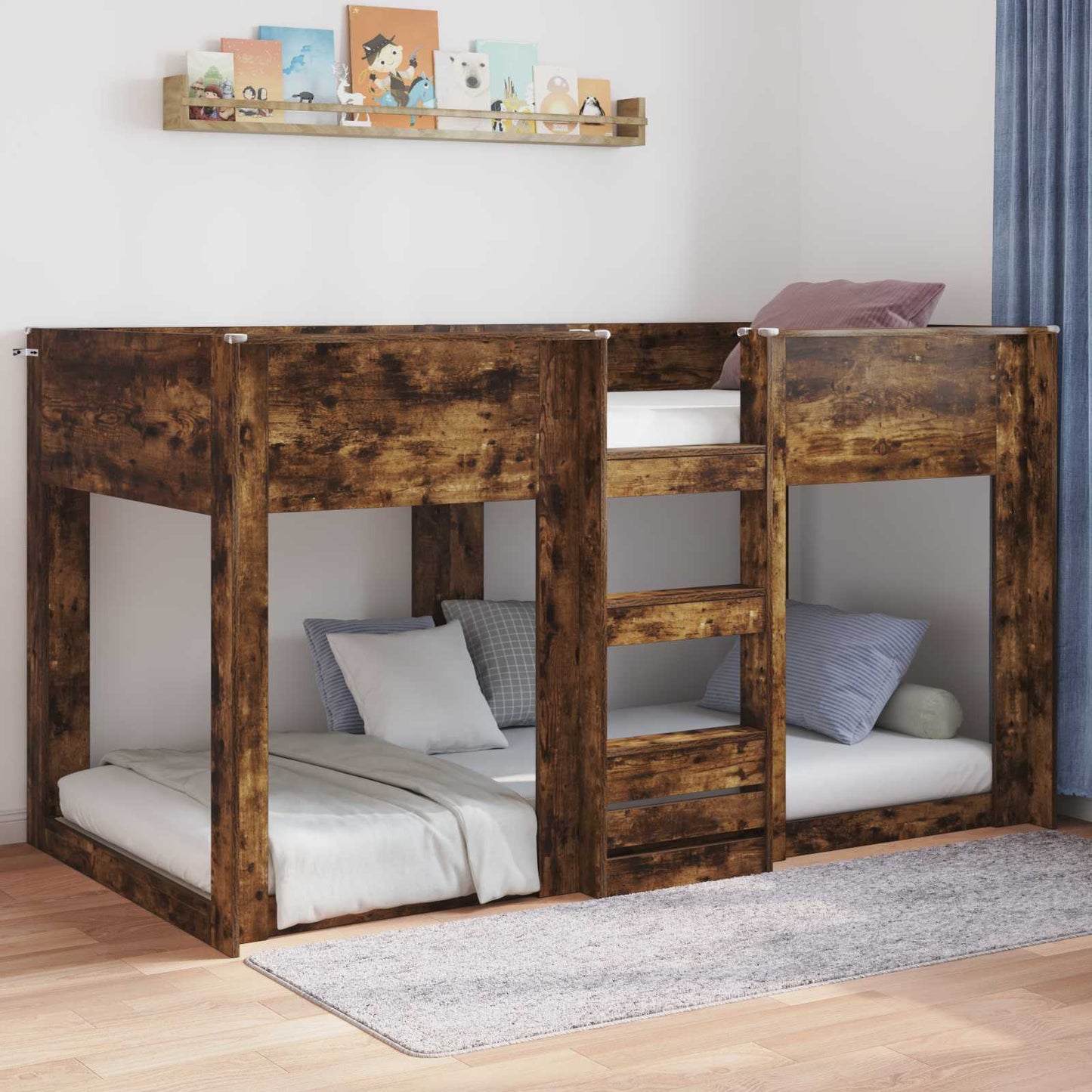 vidaXL Κρεβάτι δαπέδου Καπνιστό Δρύς 75 x 190 cm Επεξεργασμένο ξύλο