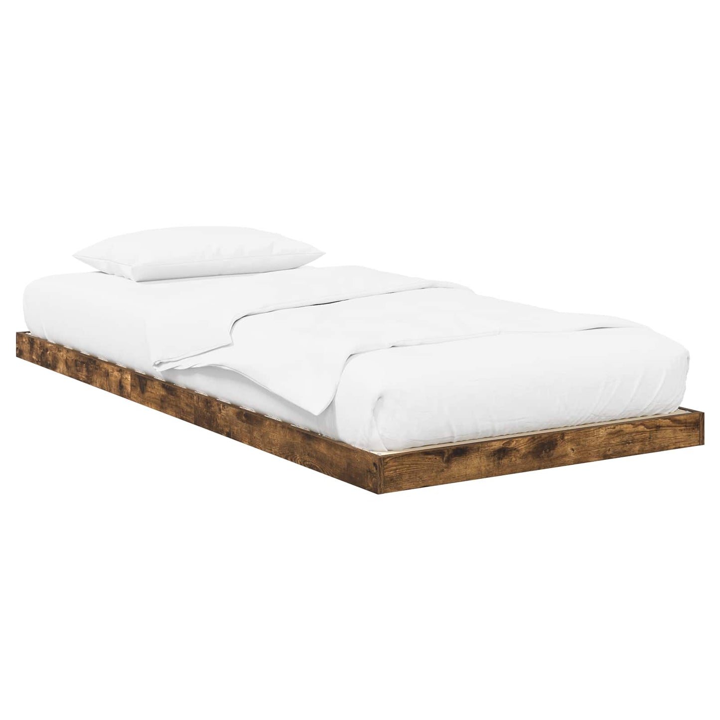 vidaXL Κρεβάτι δαπέδου Καπνιστό Δρύς 75 x 190 cm Επεξεργασμένο ξύλο