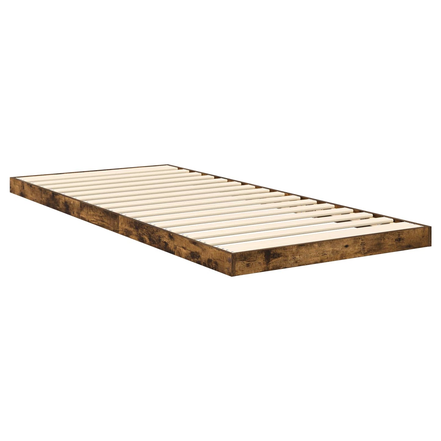 vidaXL Κρεβάτι δαπέδου Καπνιστό Δρύς 75 x 190 cm Επεξεργασμένο ξύλο