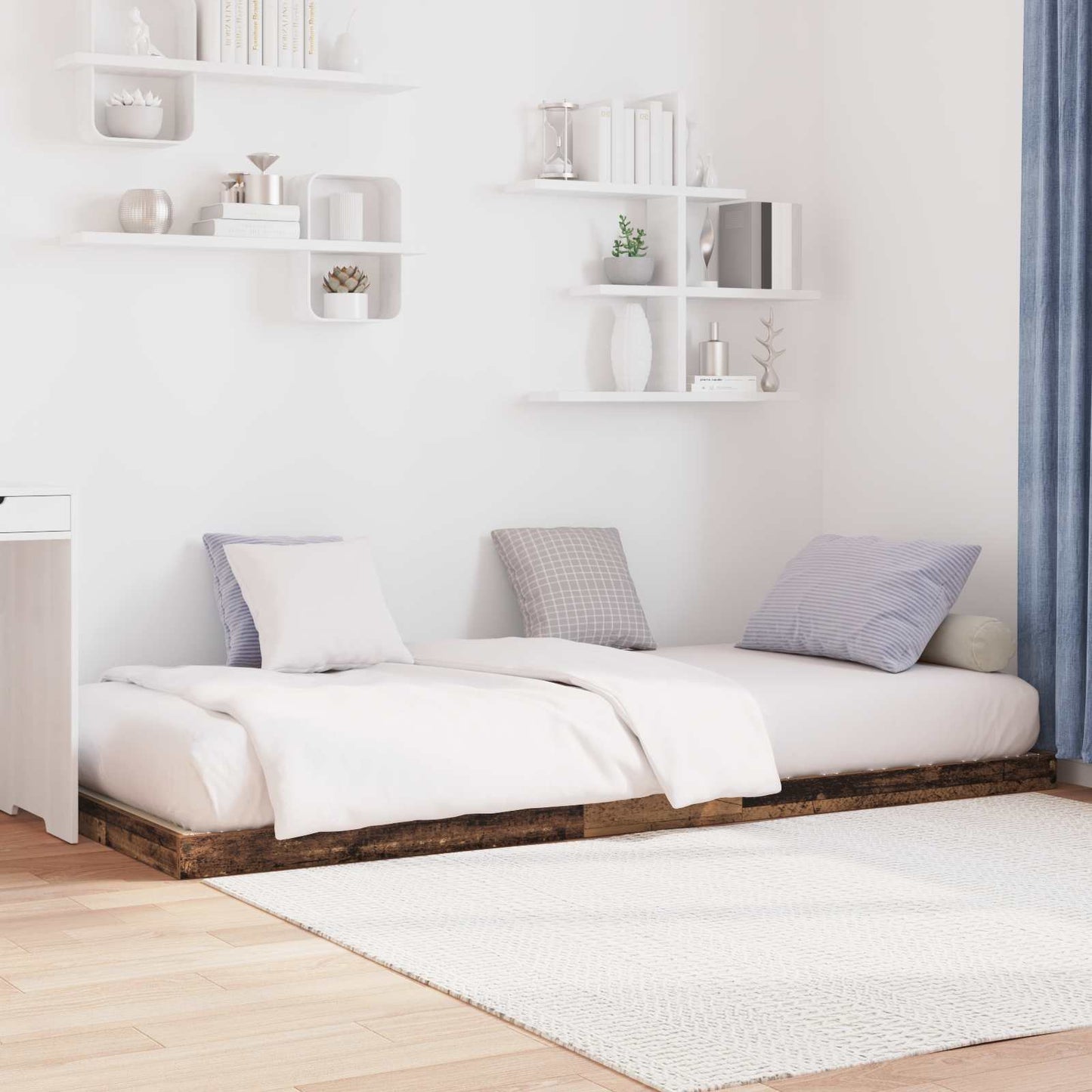 vidaXL Κρεβάτι δαπέδου Παλιό ξύλο 75 x 190 cm Επεξεργασμένο ξύλο