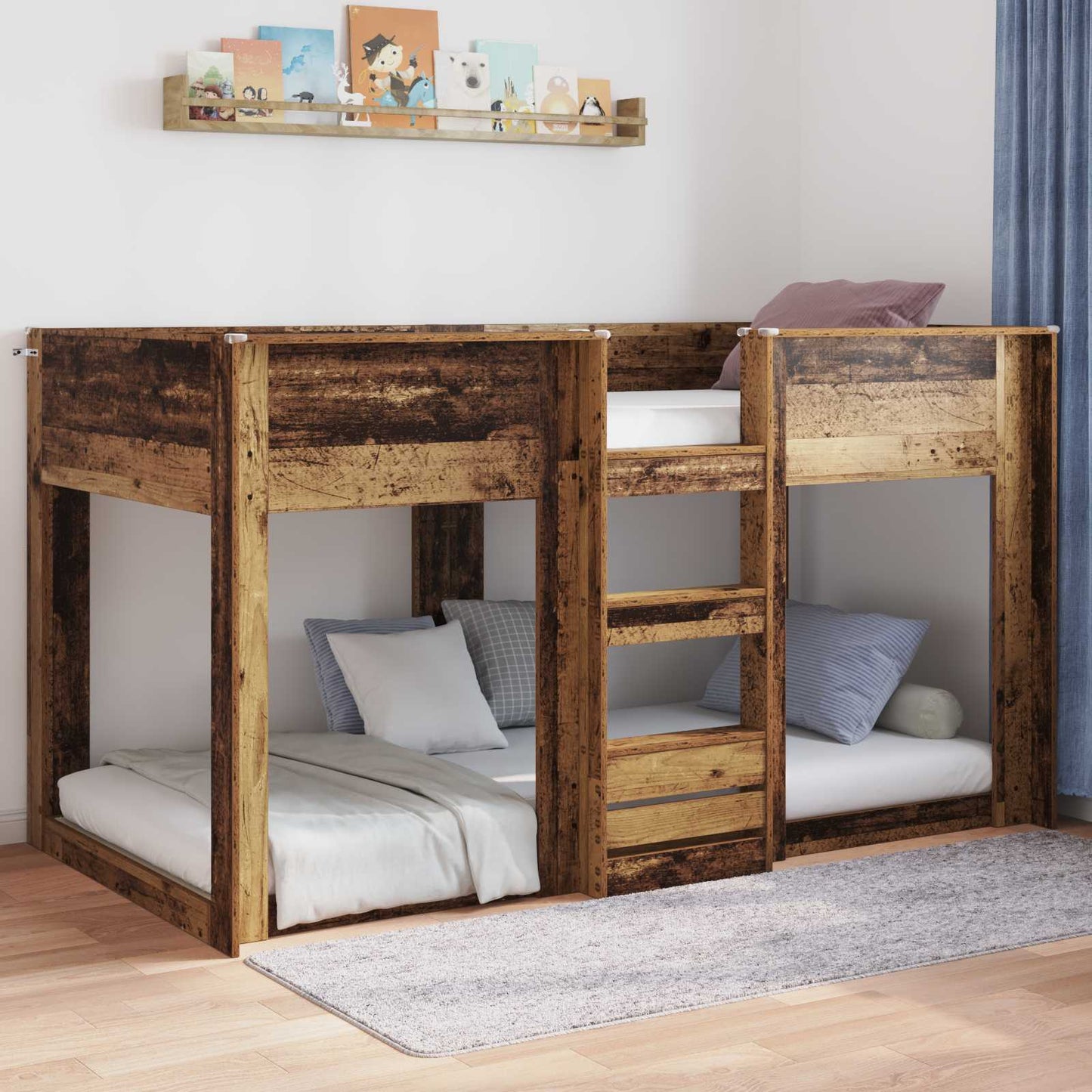 vidaXL Κρεβάτι δαπέδου Παλιό ξύλο 75 x 190 cm Επεξεργασμένο ξύλο