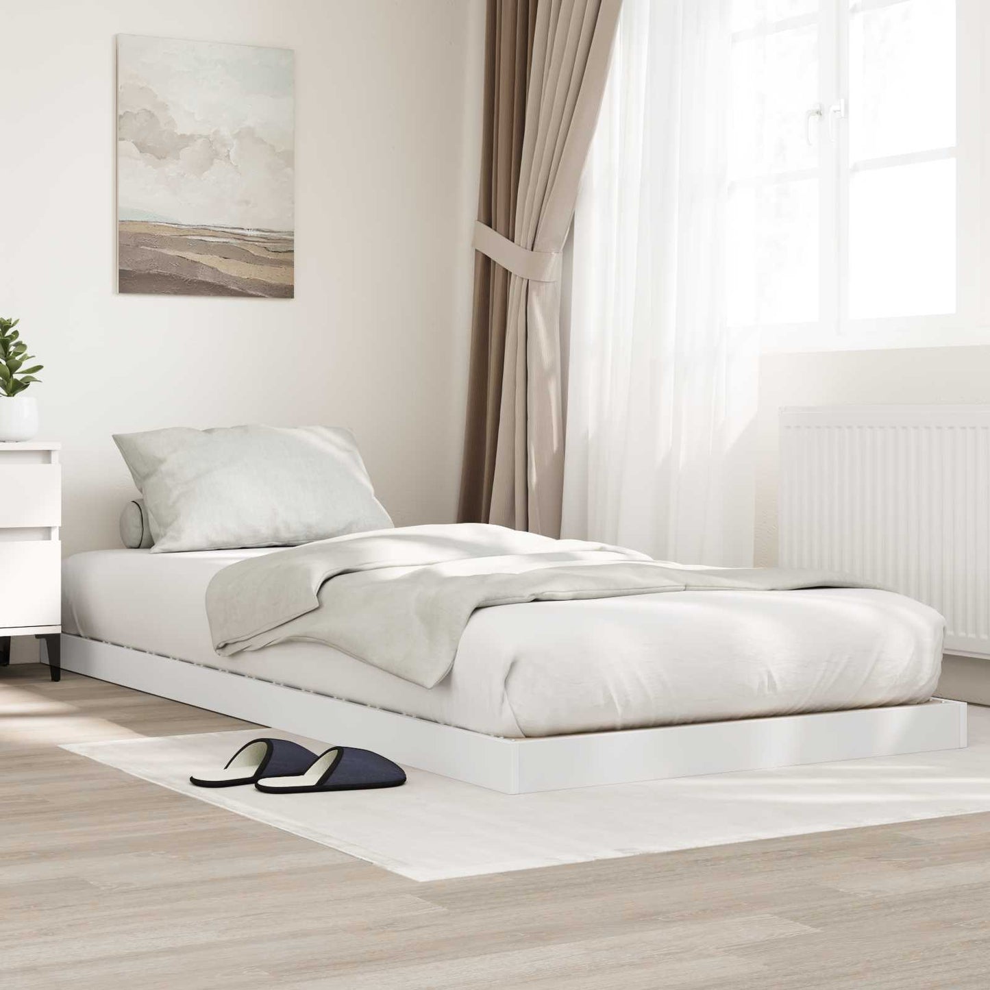 vidaXL Κρεβάτι δαπέδου Λευκό 80 x 200 cm Επεξεργασμένο ξύλο