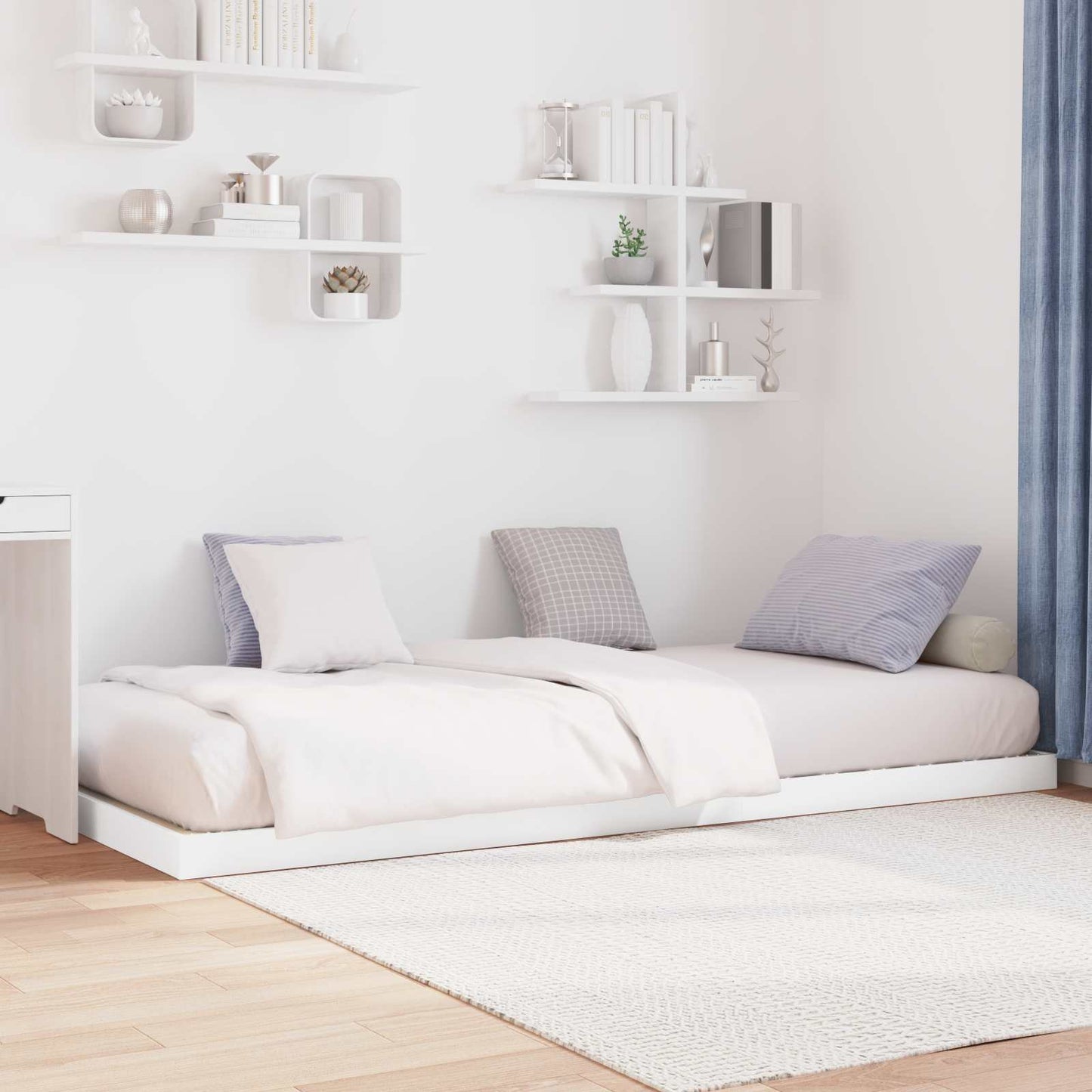 vidaXL Κρεβάτι δαπέδου Λευκό 80 x 200 cm Επεξεργασμένο ξύλο