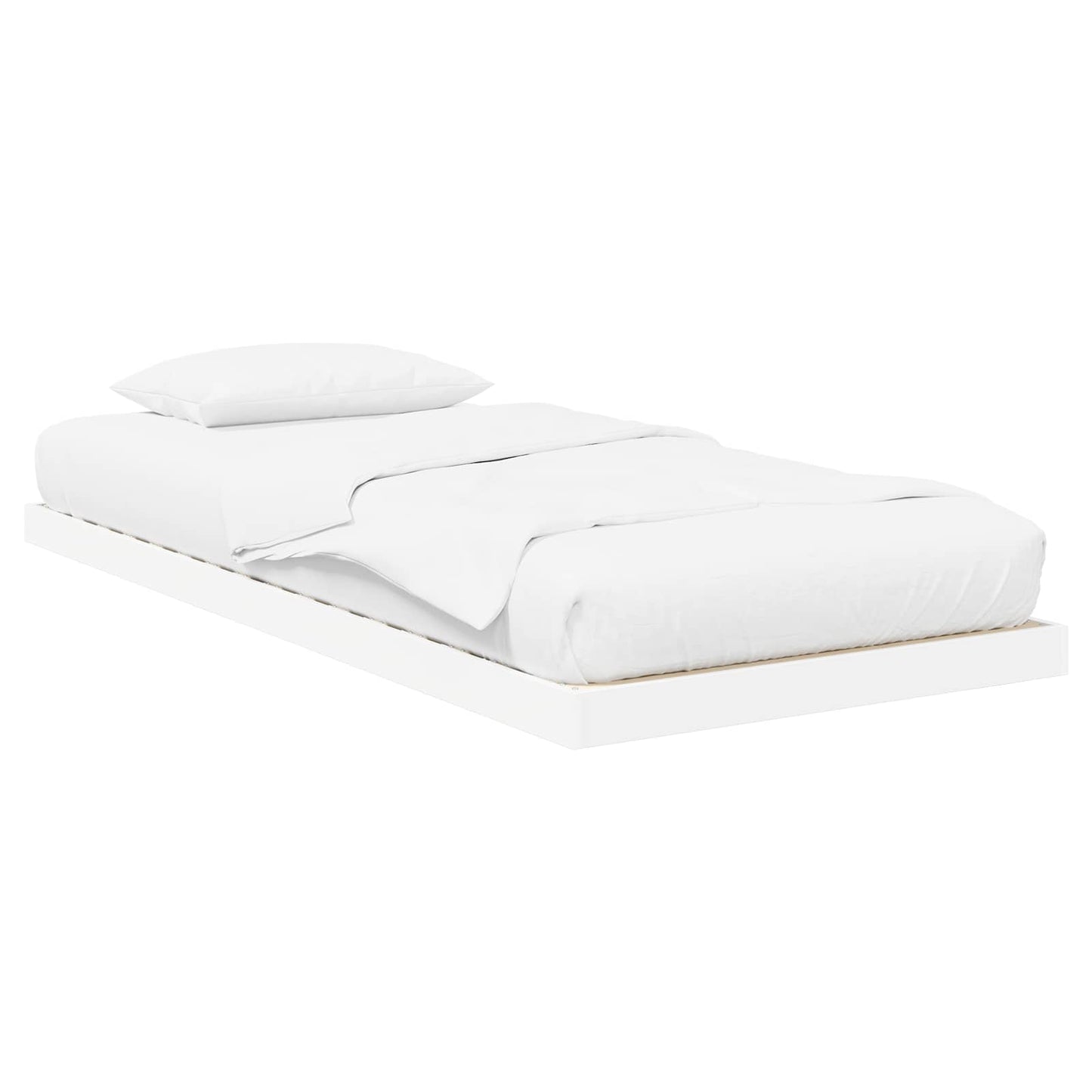vidaXL Κρεβάτι δαπέδου Λευκό 80 x 200 cm Επεξεργασμένο ξύλο