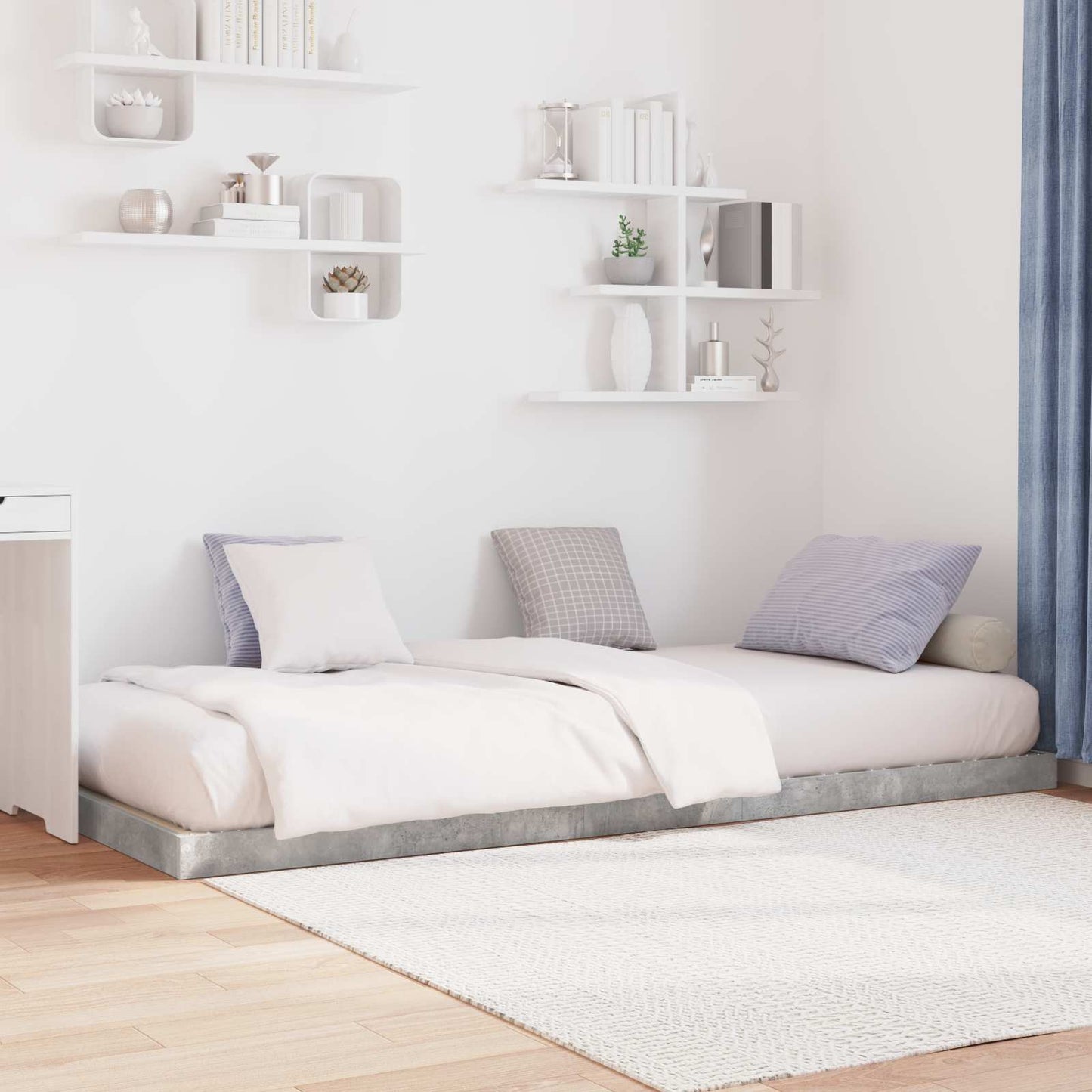 vidaXL Κρεβάτι δαπέδου Σκυρόδεμα Γκρι 80 x 200 cm Επεξεργασμένο ξύλο