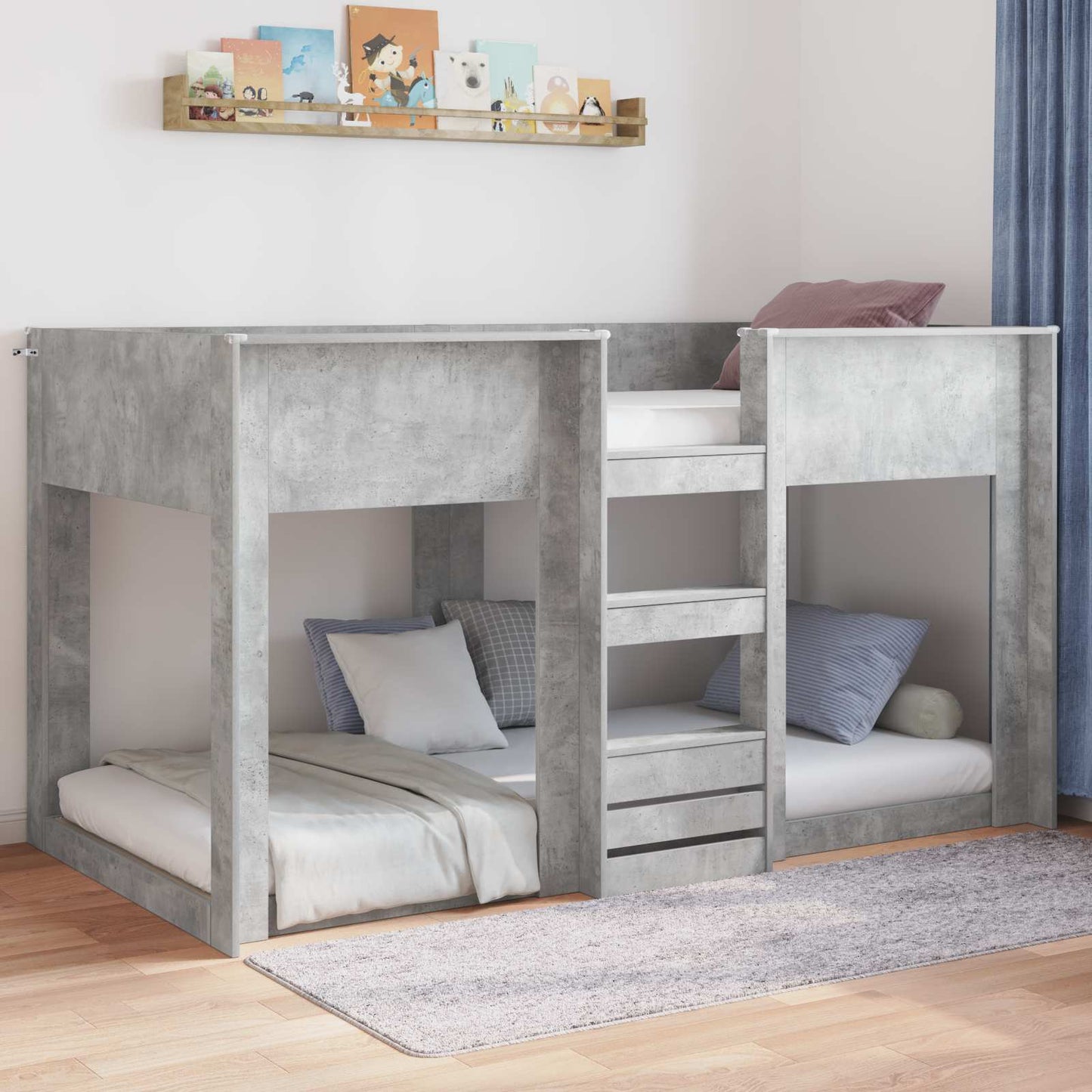 vidaXL Κρεβάτι δαπέδου Σκυρόδεμα Γκρι 80 x 200 cm Επεξεργασμένο ξύλο