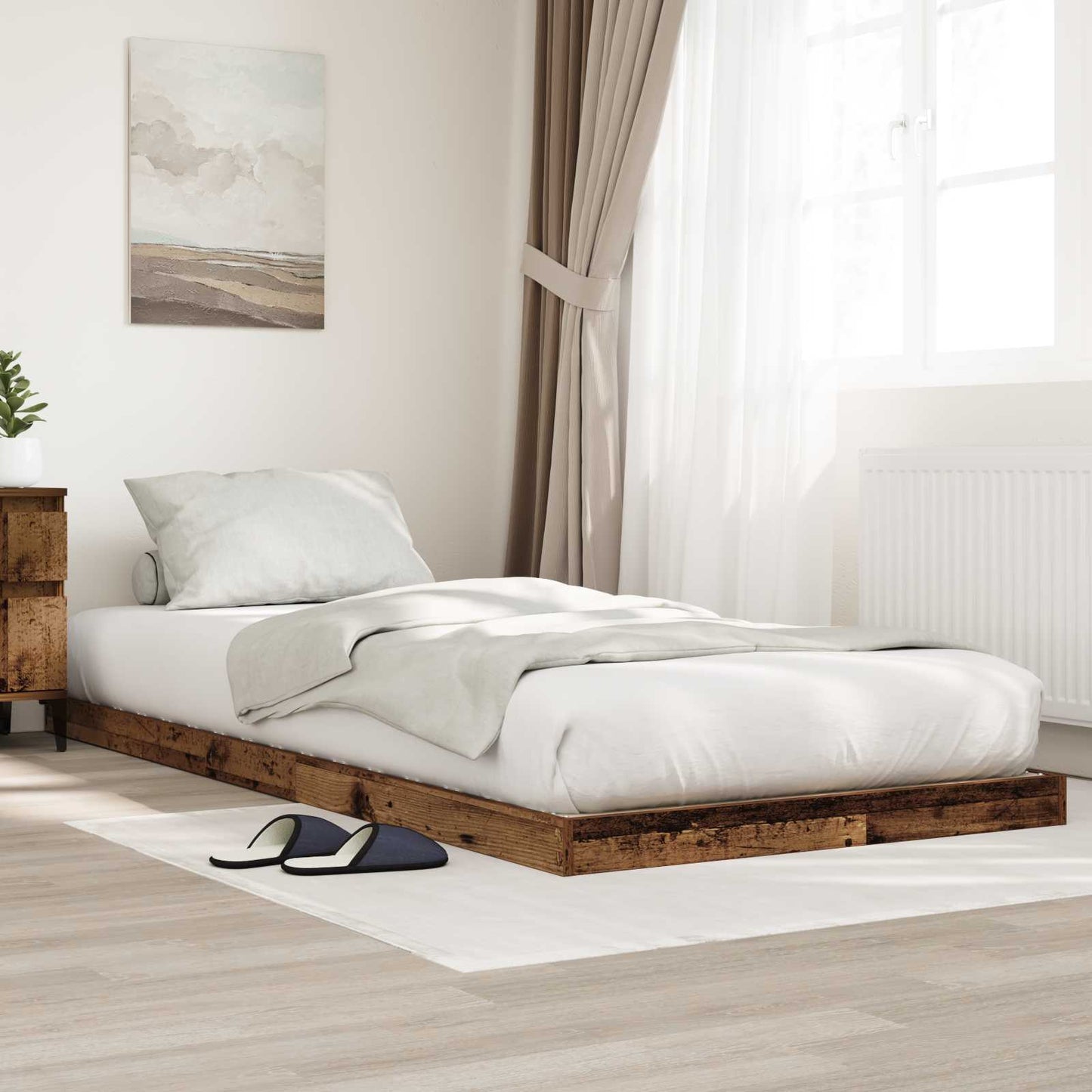 vidaXL Κρεβάτι δαπέδου Παλιό ξύλο 80 x 200 cm Επεξεργασμένο ξύλο