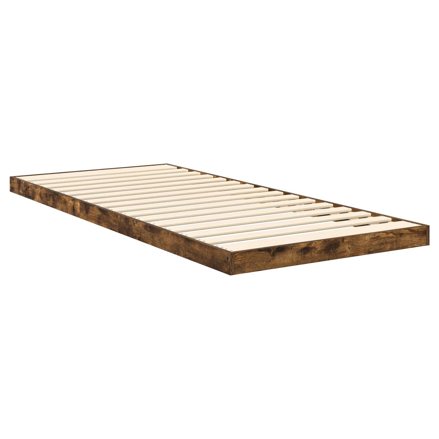 vidaXL Κρεβάτι δαπέδου Καπνιστό Δρύς 100 x 200 cm Επεξεργασμένο ξύλο