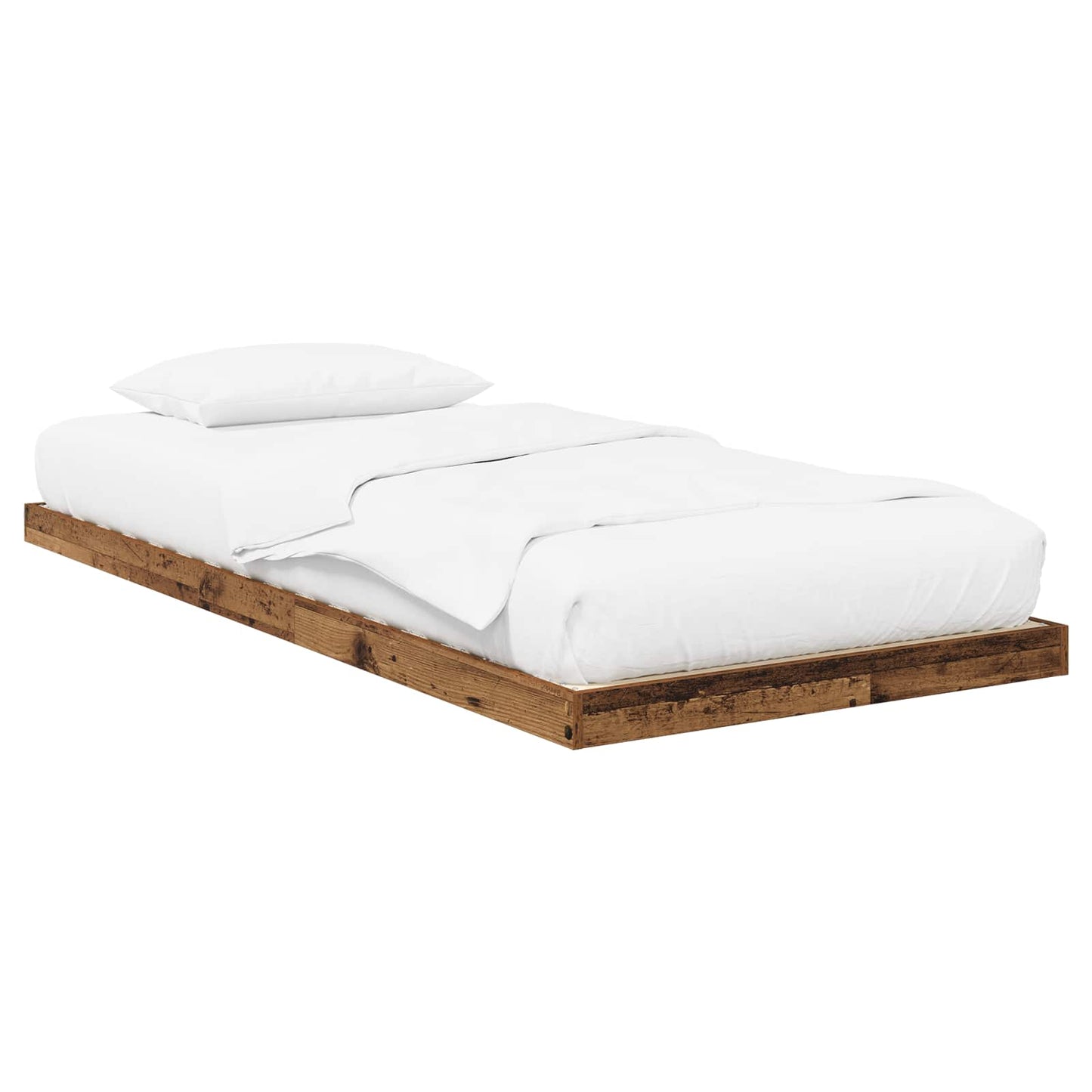 vidaXL Κρεβάτι δαπέδου Παλιό ξύλο 100 x 200 cm Επεξεργασμένο ξύλο
