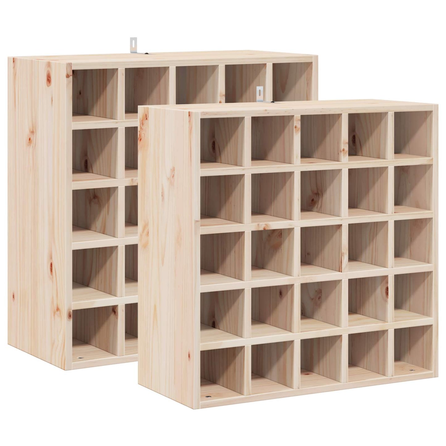 vidaXL Ράφι Κρασιού 2 pcs Φυσικό 56 x 25 x 56 cm Στερεά ξυλεία πεύκου