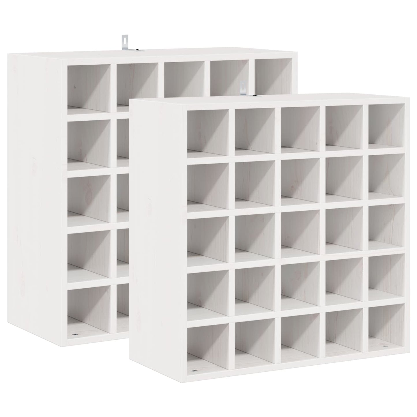 vidaXL Ράφι Κρασιού 2 pcs Λευκό 56 x 25 x 56 cm Στερεά ξυλεία πεύκου