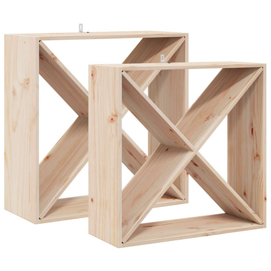 vidaXL Ράφι Κρασιού 2 pcs Φυσικό 62 x 25 x 62 cm Στερεά ξυλεία πεύκου