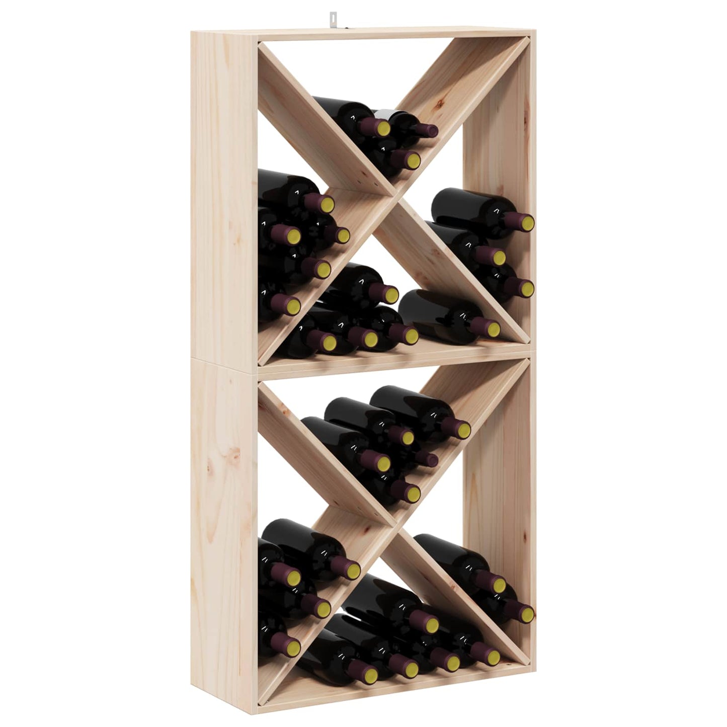 vidaXL Ράφι Κρασιού 2 pcs Φυσικό 62 x 25 x 62 cm Στερεά ξυλεία πεύκου
