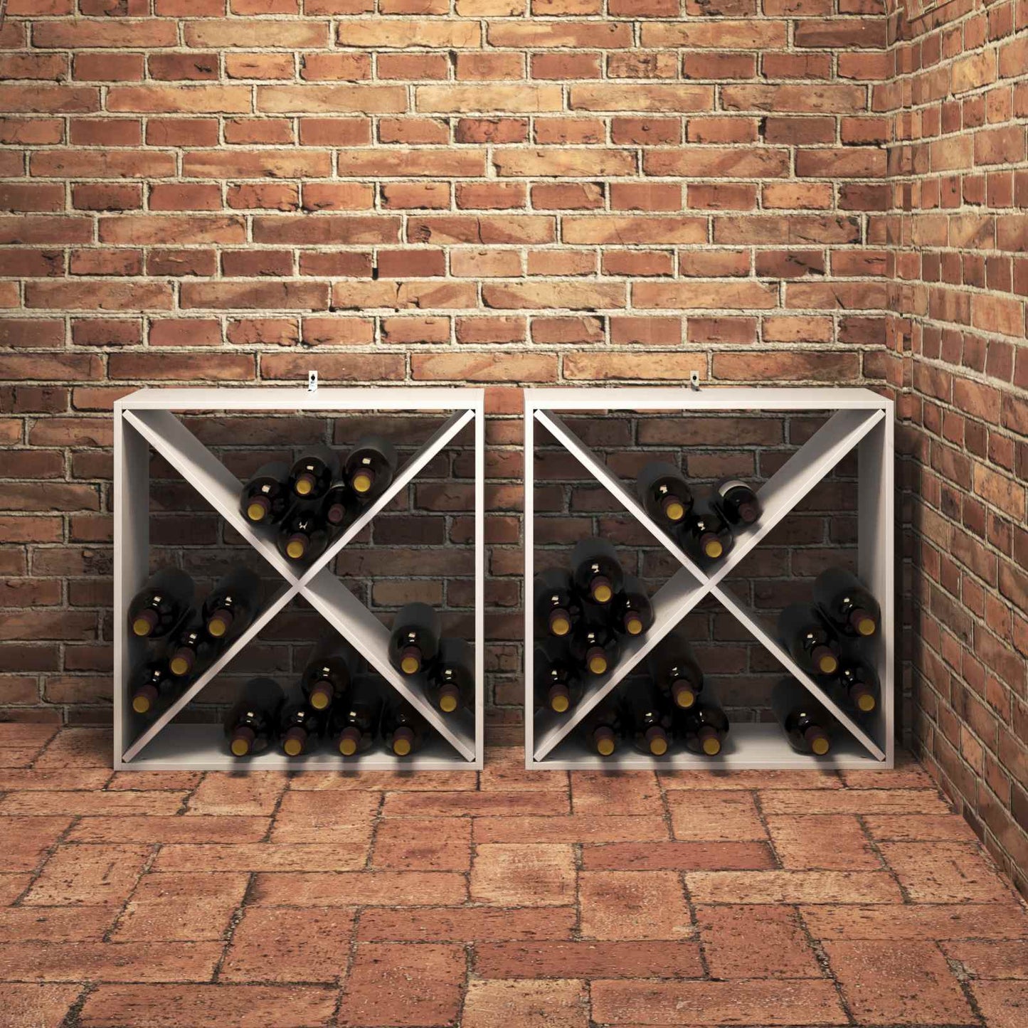 vidaXL Ράφι Κρασιού 2 pcs Λευκό 62 x 25 x 62 cm Στερεά ξυλεία πεύκου