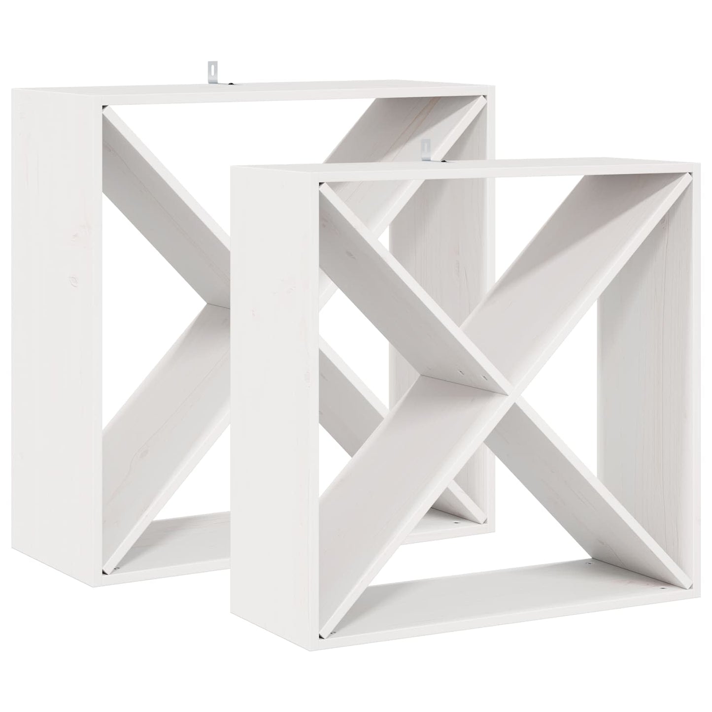 vidaXL Ράφι Κρασιού 2 pcs Λευκό 62 x 25 x 62 cm Στερεά ξυλεία πεύκου
