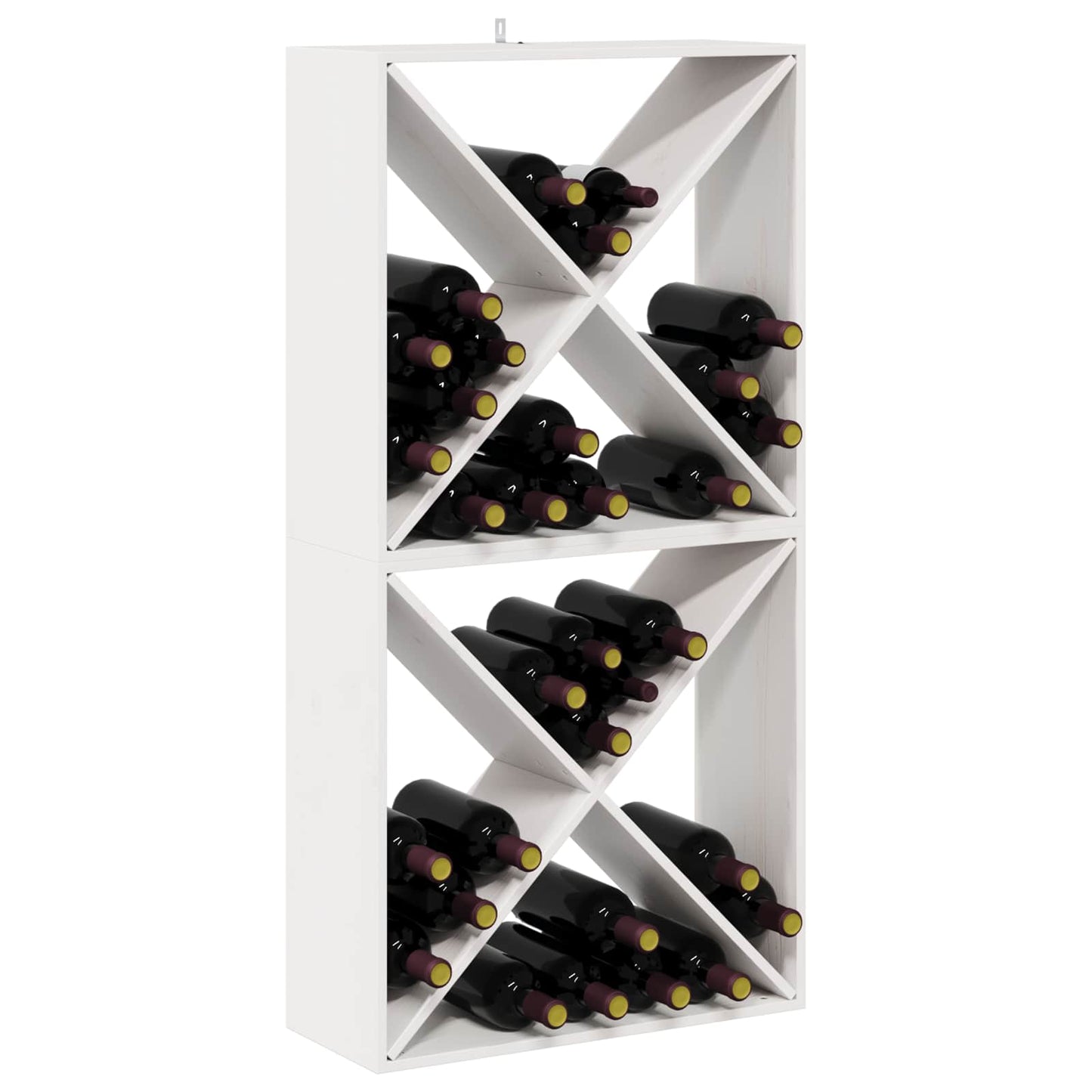 vidaXL Ράφι Κρασιού 2 pcs Λευκό 62 x 25 x 62 cm Στερεά ξυλεία πεύκου