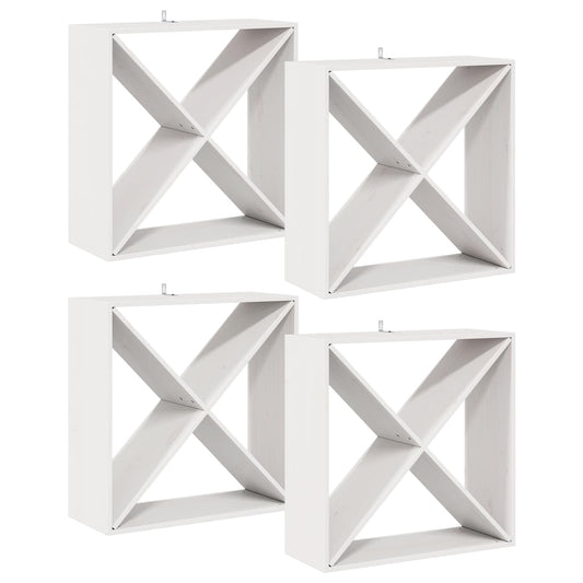 vidaXL Ράφι Κρασιού 4 τεμ. Λευκό 62 x 25 x 62 cm Στερεά ξυλεία πεύκου