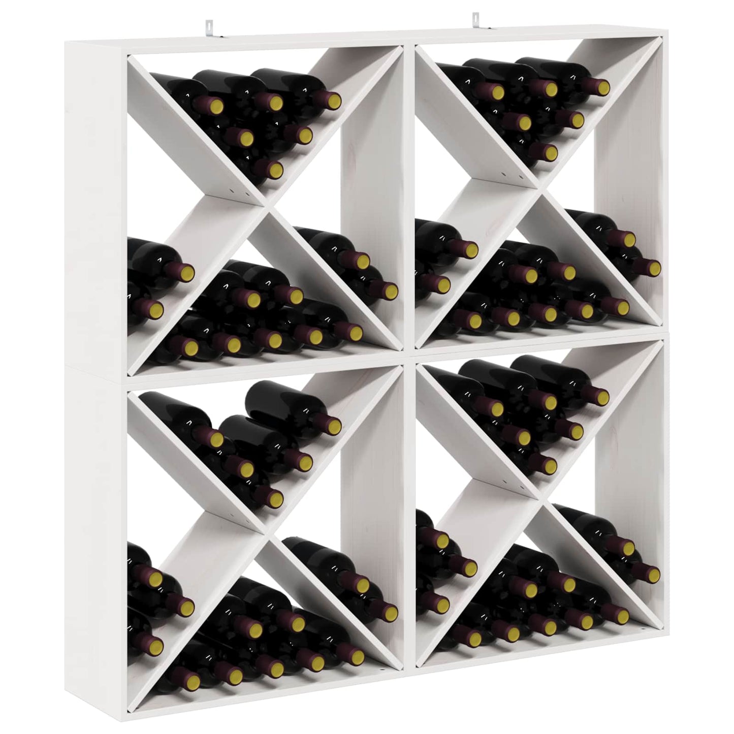 vidaXL Ράφι Κρασιού 4 pcs Λευκό 62 x 25 x 62 cm Στερεά ξυλεία πεύκου