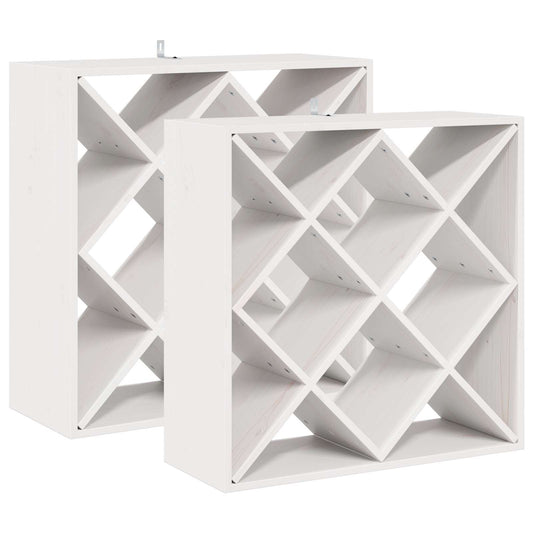 vidaXL Ράφι Κρασιού 2 τεμ. Λευκό 62 x 25 x 62 cm Στερεά ξυλεία πεύκου