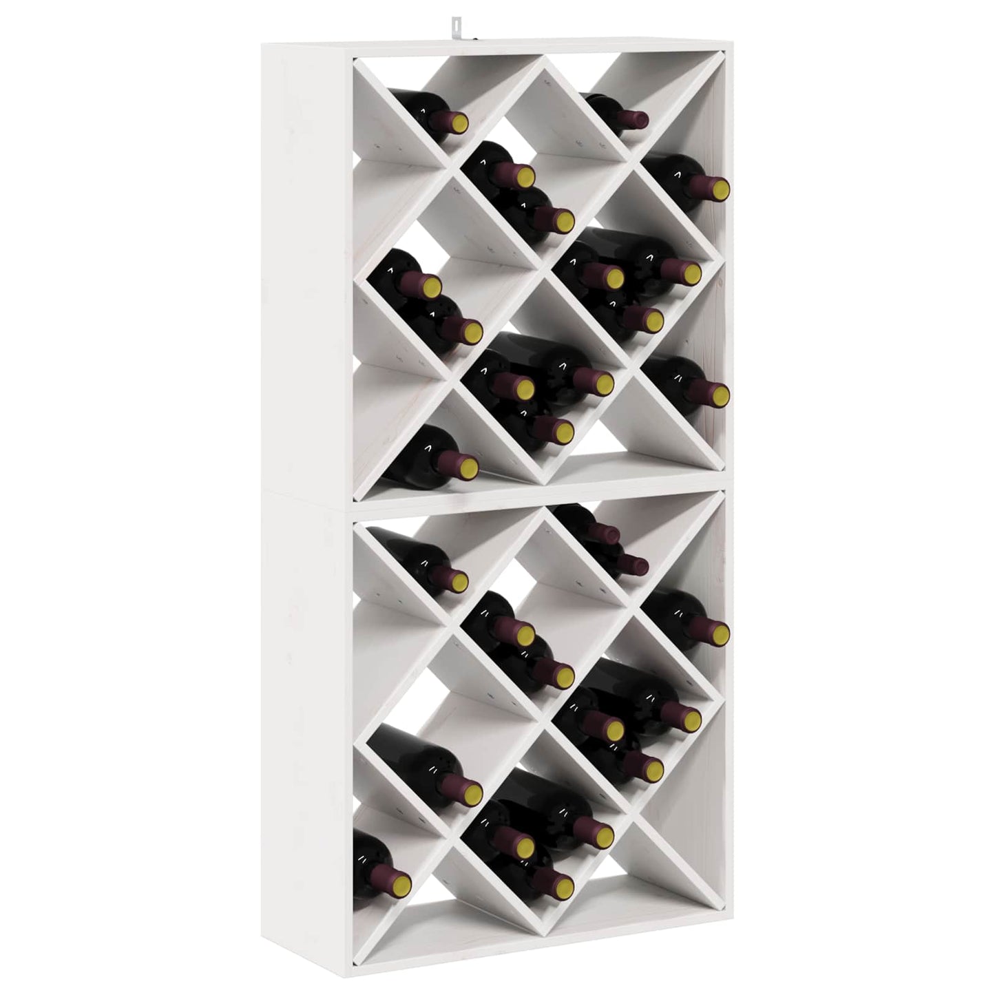 vidaXL Ράφι Κρασιού 2 pcs Λευκό 62 x 25 x 62 cm Στερεά ξυλεία πεύκου