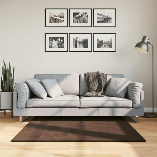 vidaXL Χαλιά χώρου τετράγωνο HUARTE Καφέ 120 x 120 cm Πολυεστέρας