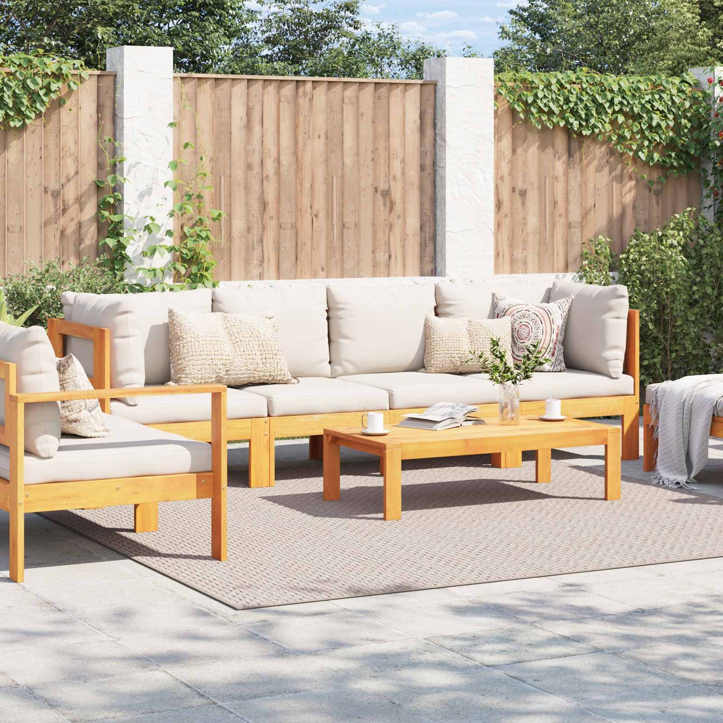 vidaXL Χαλιά χώρου τετράγωνο Κρεμ 240 x 240 cm