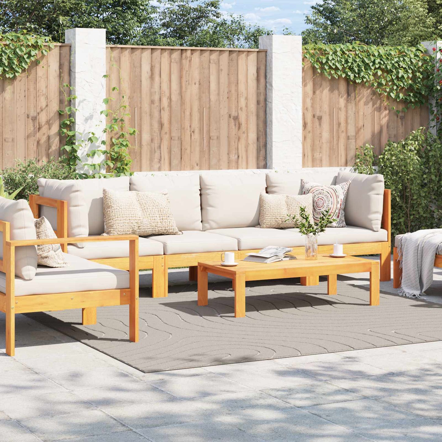 vidaXL Χαλιά χώρου τετράγωνο Κρεμ 240 x 240 cm