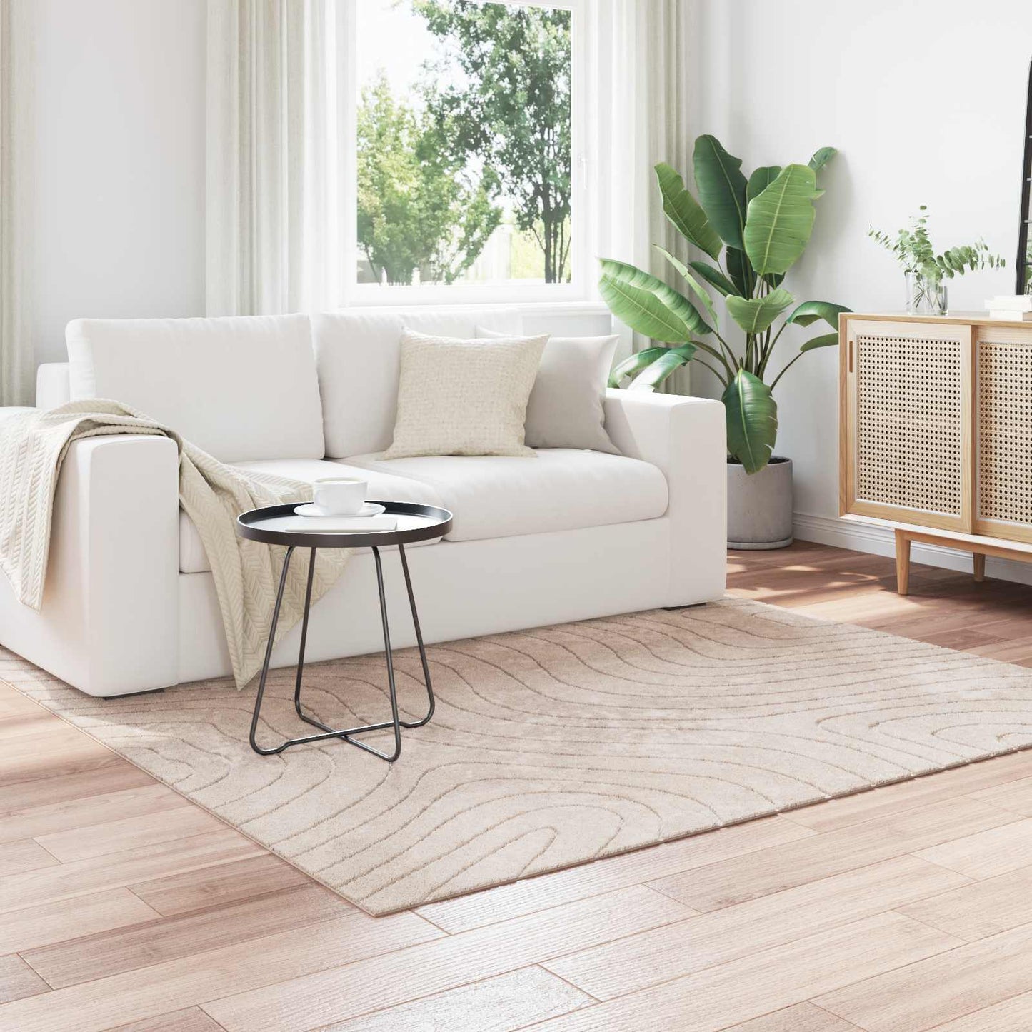 vidaXL Χαλιά χώρου τετράγωνο PALMERAS Μπεζ 200 x 200 cm Πολυεστέρας