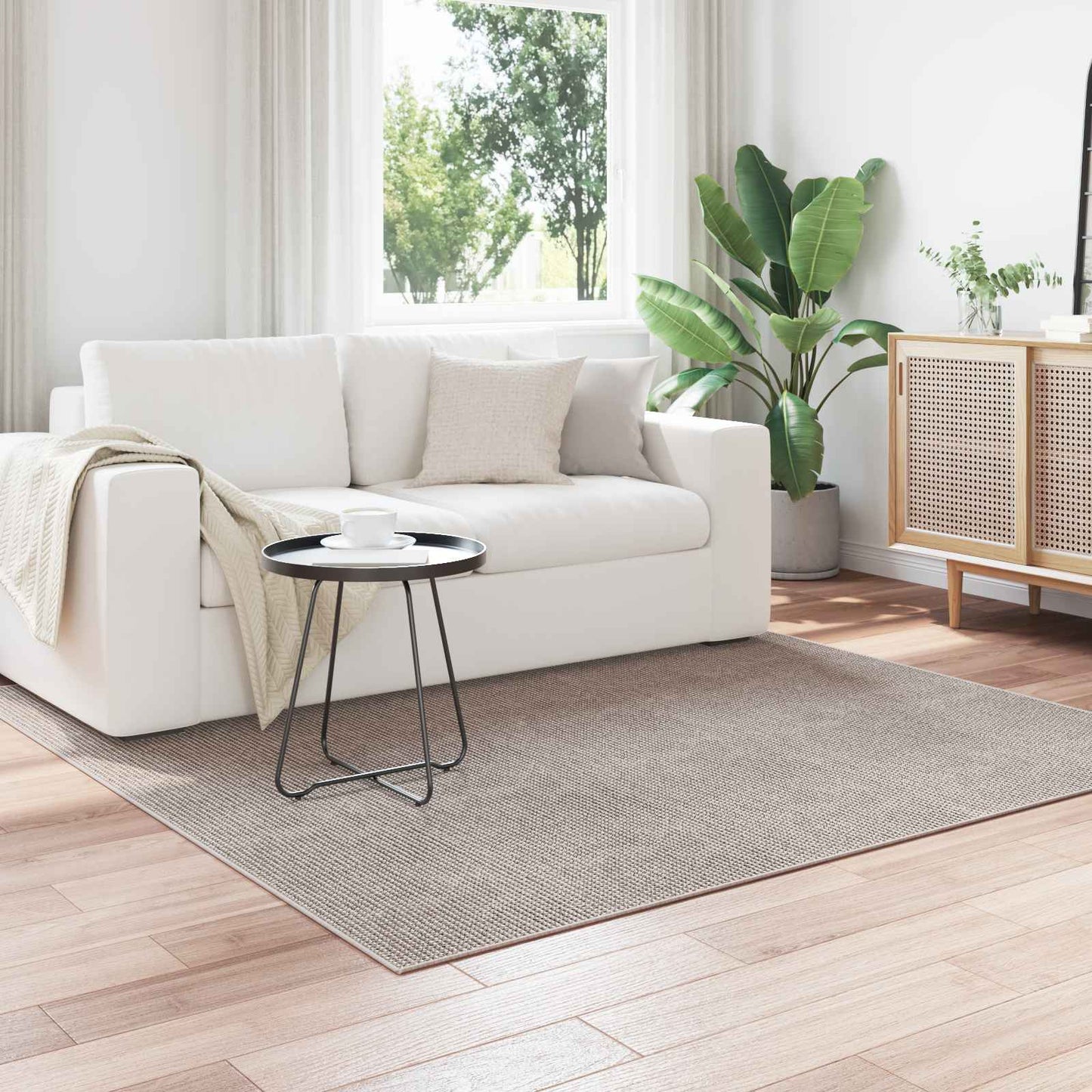 vidaXL Χαλιά χώρου HUARTE Κρέμα και Ταπεί 120 x 120 cm Πολυεστέρας