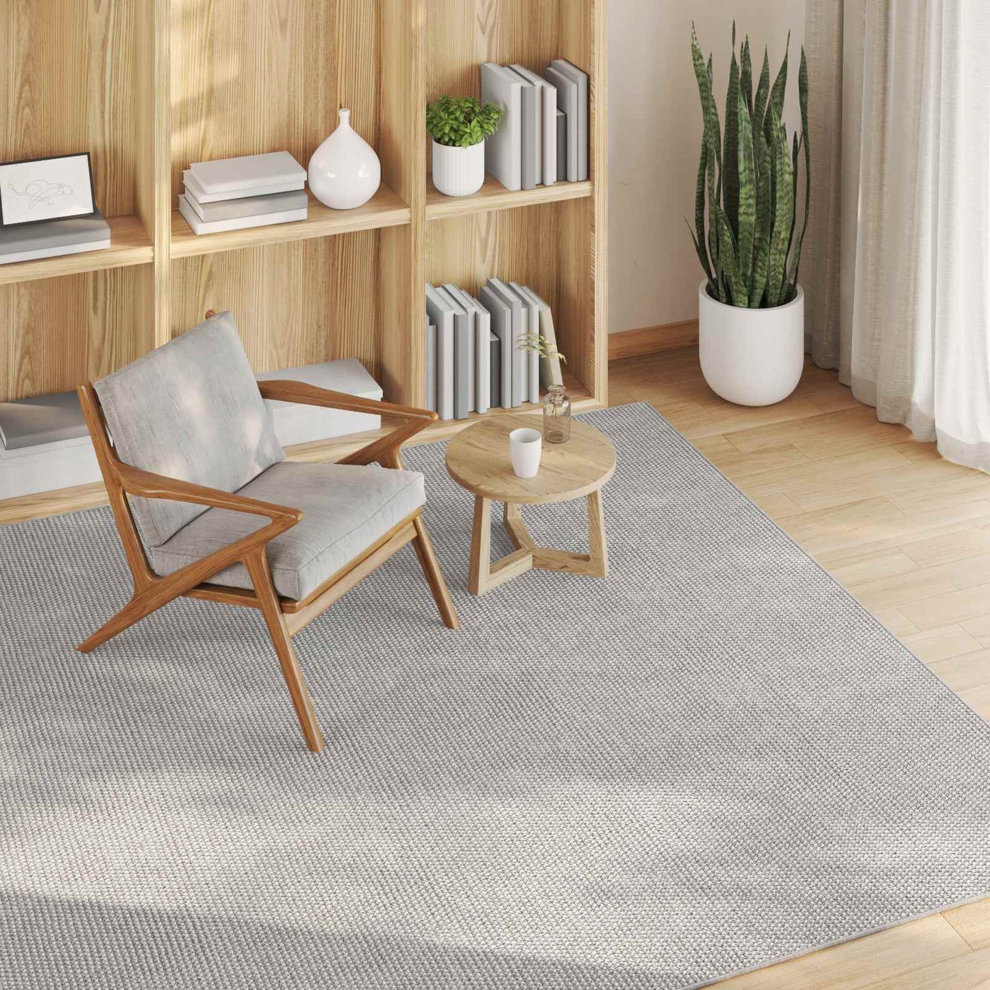 vidaXL Χαλιά χώρου HUARTE Κρεμ και Γκρι 200 x 200 cm Πολυεστέρας