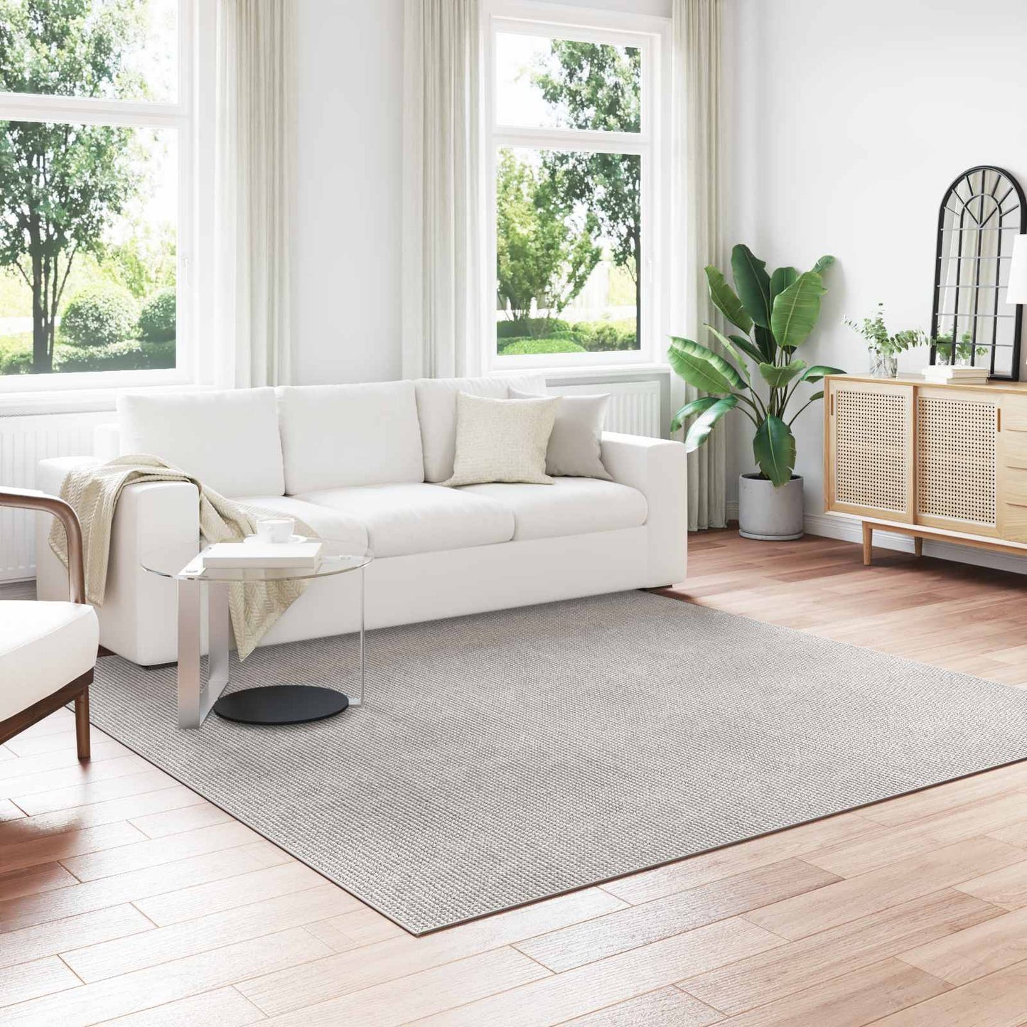vidaXL Χαλιά χώρου HUARTE Κρεμ και Γκρι 240 x 240 cm Πολυεστέρας