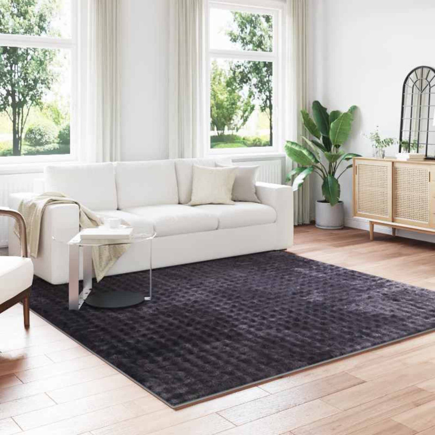vidaXL Χαλιά χώρου τετράγωνο HUARTE Μπεζ 120 x 120 cm Πολυεστέρας