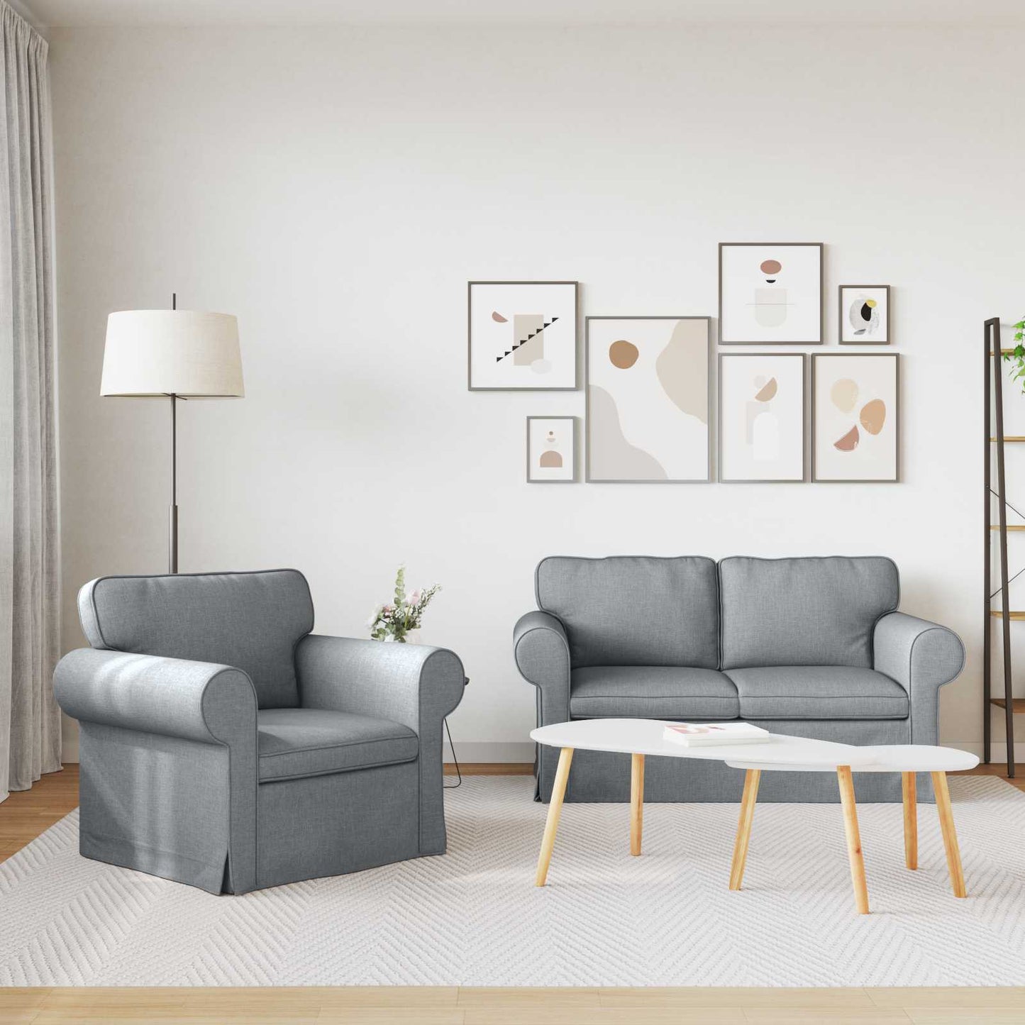 vidaXL Σετ Καναπέ 2 pcs Ανοιχτό γκρι 155 x 82 x 80 εκ ύφασμα