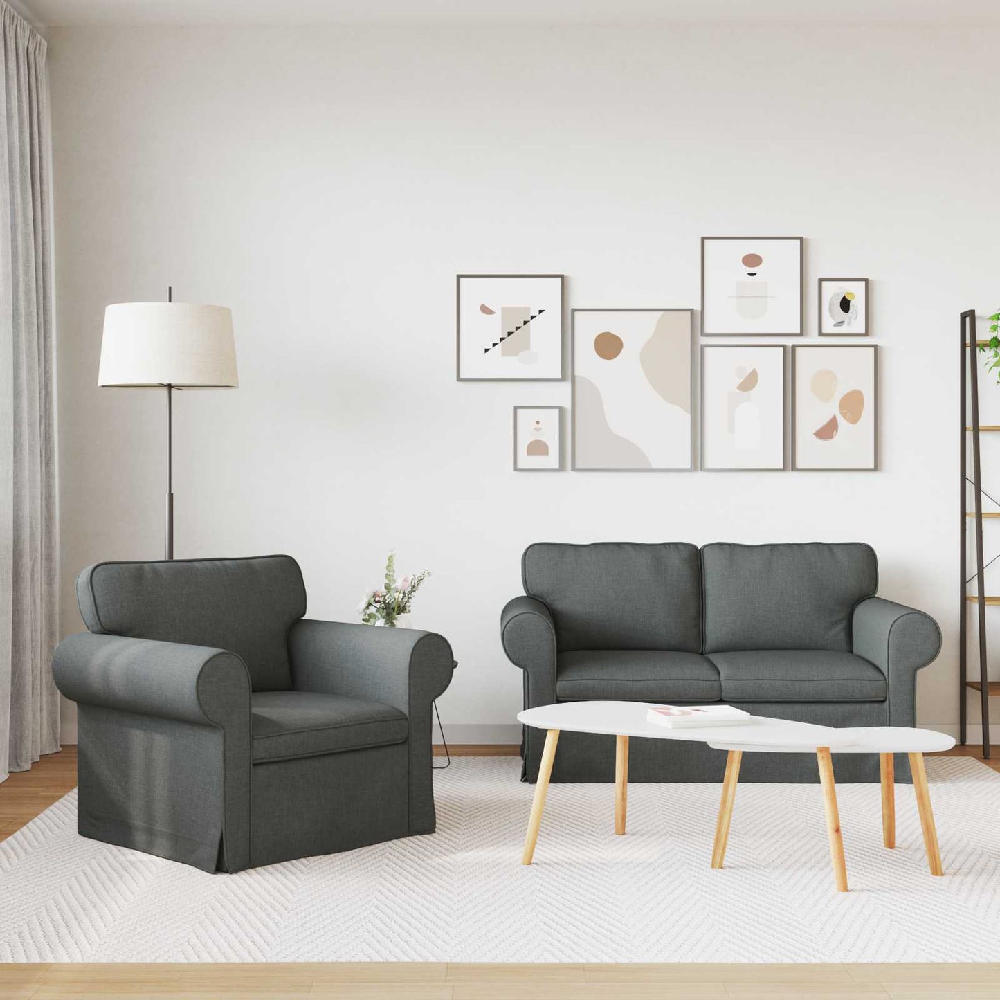vidaXL Σετ Καναπέ 2 pcs Σκούρο Γκρι 155 x 82 x 80 εκ ύφασμα