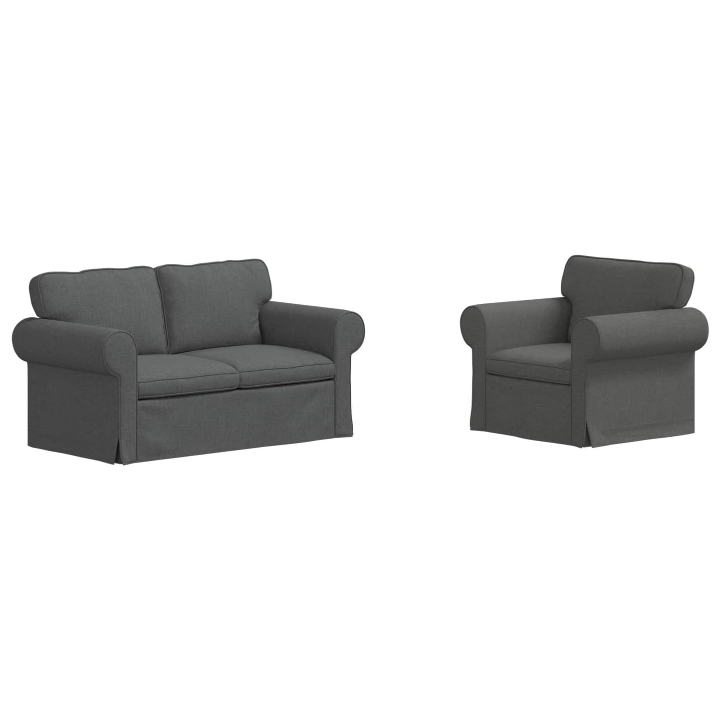 vidaXL Σετ Καναπέ 2 pcs Σκούρο Γκρι 155 x 82 x 80 εκ ύφασμα