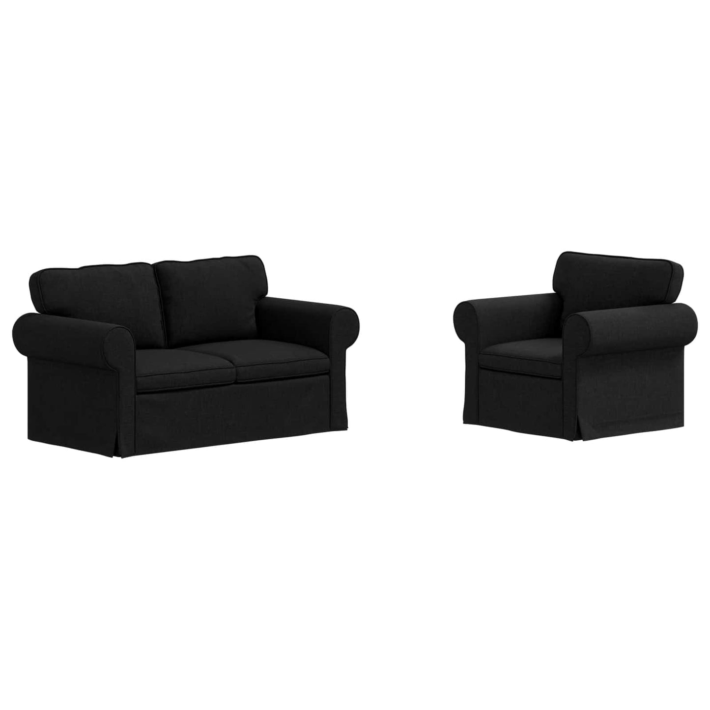 vidaXL Σετ Καναπέ 2 pcs Μαύρο 155 x 82 x 80 εκ ύφασμα