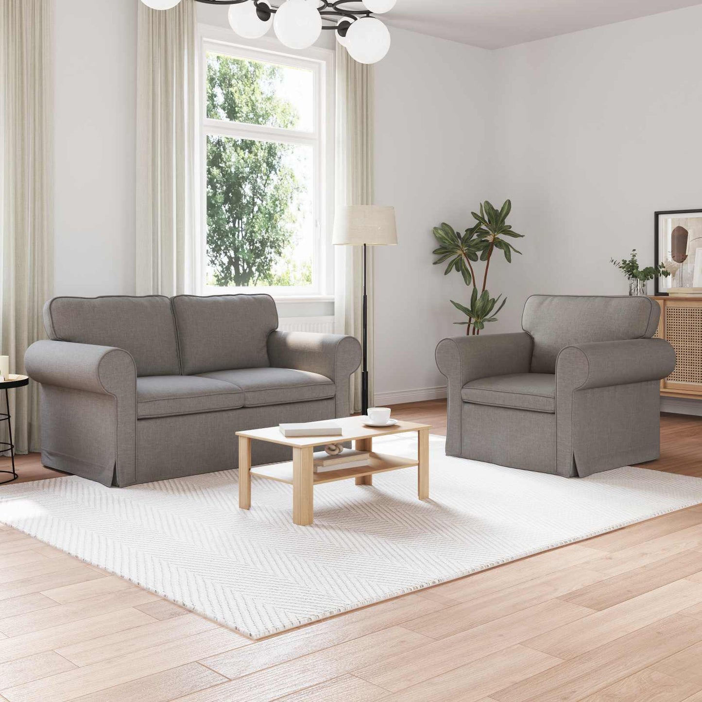 vidaXL Σετ Καναπέ 2 pcs Taupe 155 x 82 x 80 εκ ύφασμα