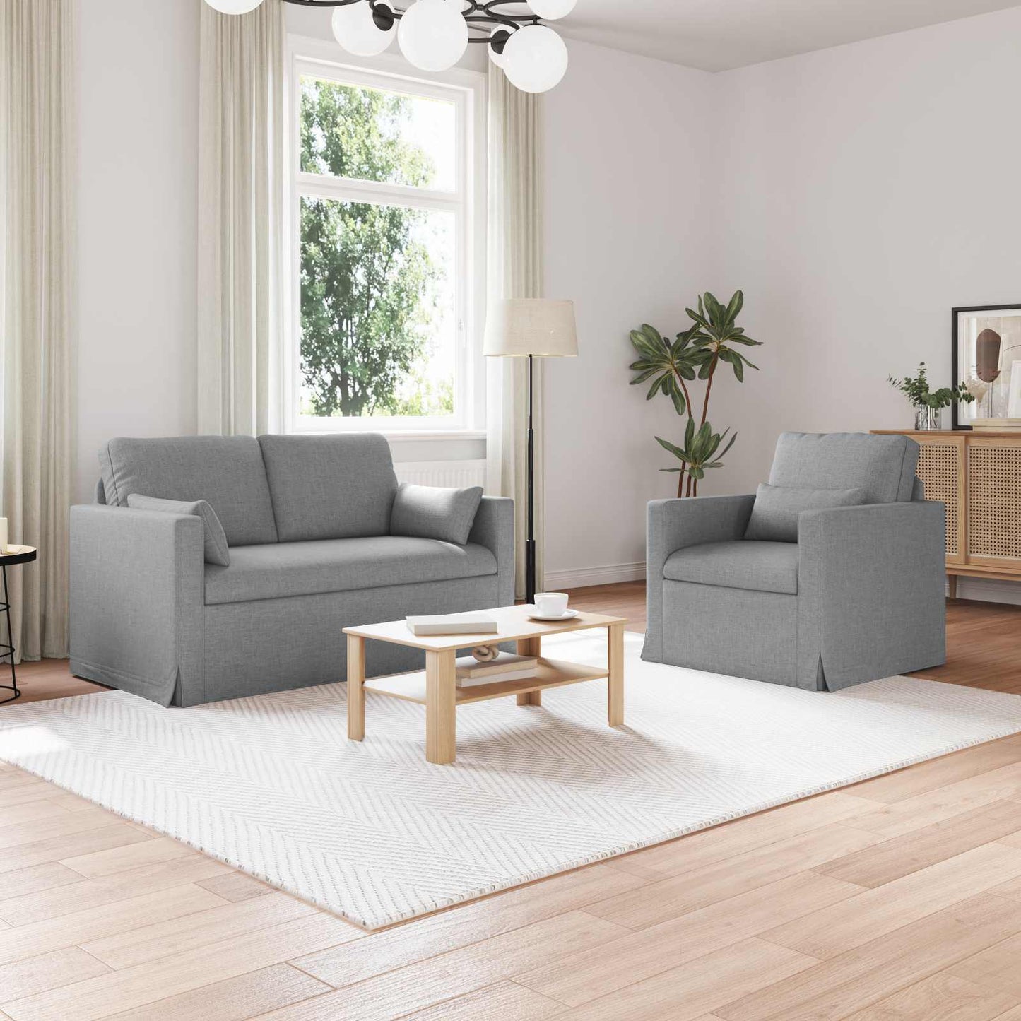 vidaXL Σετ Καναπέ 2 pcs Ανοιχτό γκρι 139 x 78 x 80 εκ ύφασμα