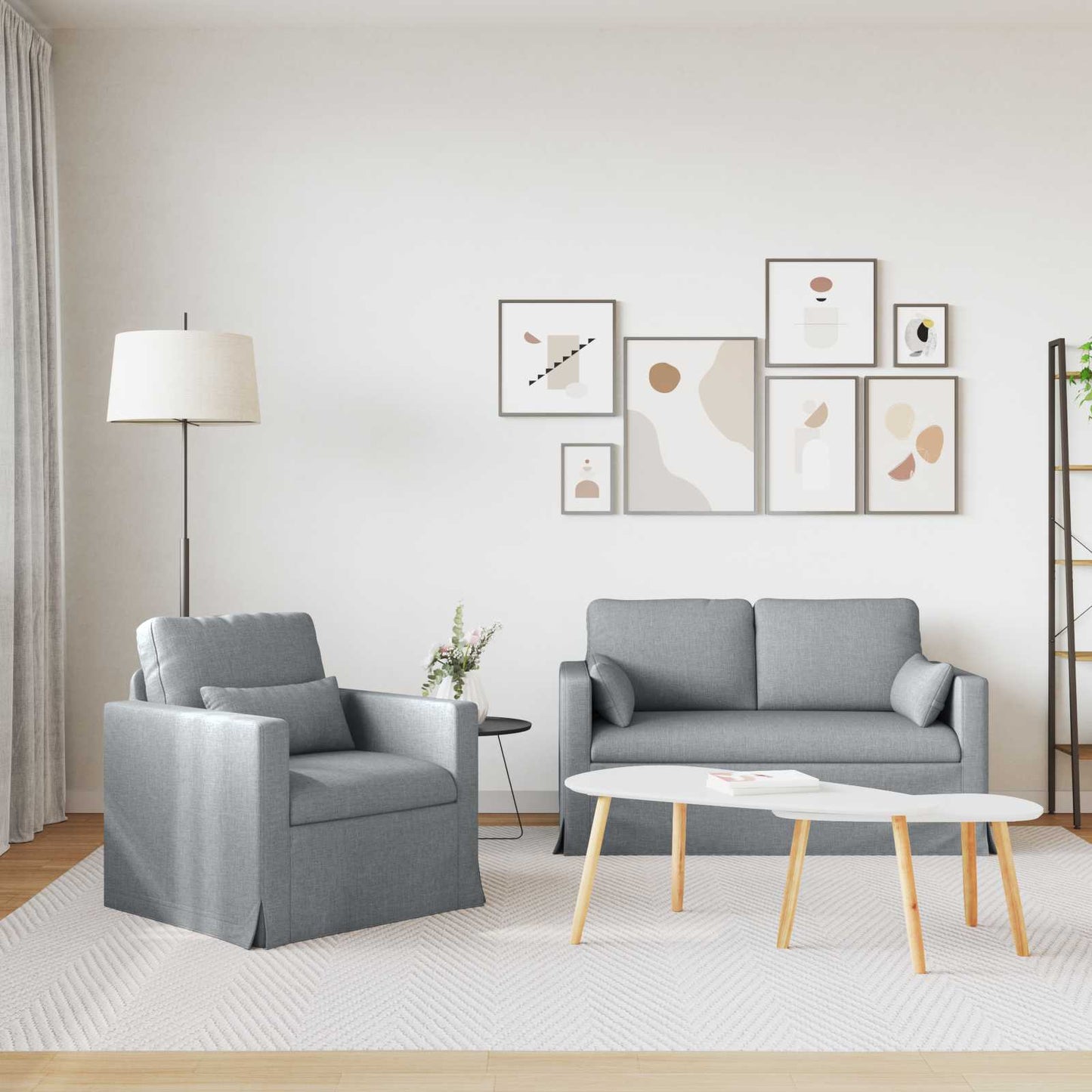 vidaXL Σετ Καναπέ 2 pcs Ανοιχτό γκρι 139 x 78 x 80 εκ ύφασμα