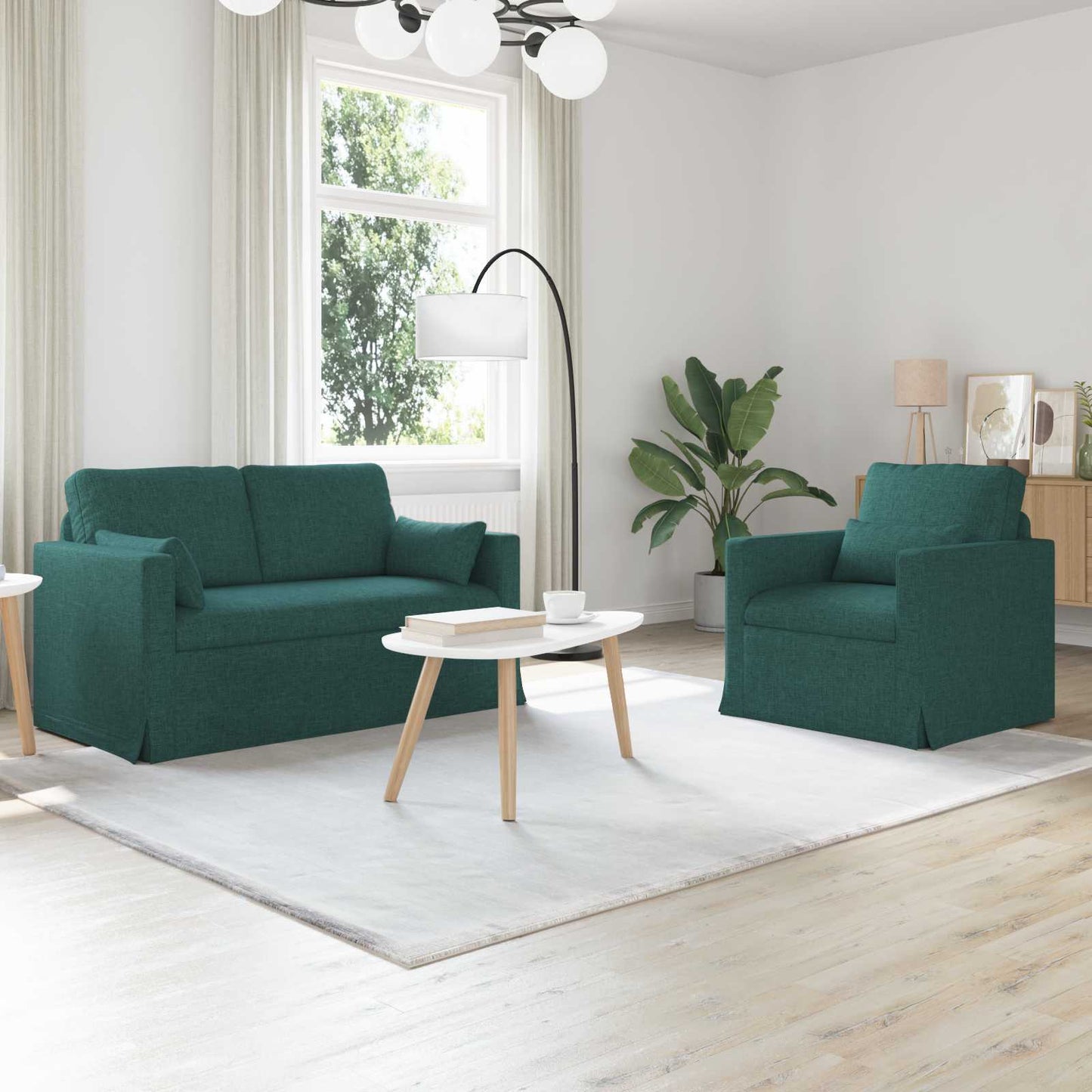 vidaXL Σετ Καναπέ 2 pcs Σκούρο Πράσινο 139 x 78 x 80 εκ ύφασμα