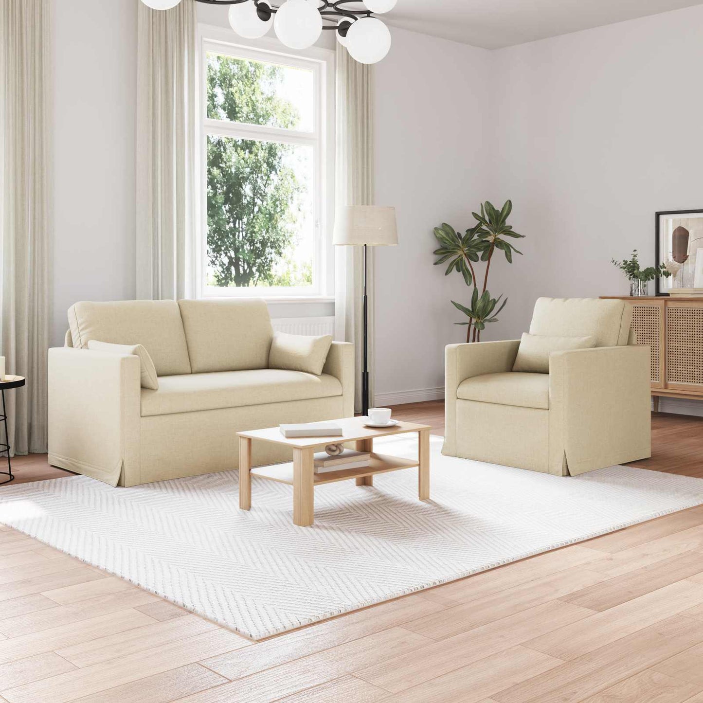 vidaXL Σετ Καναπέ 2 pcs Κρεμ 139 x 78 x 80 εκ ύφασμα