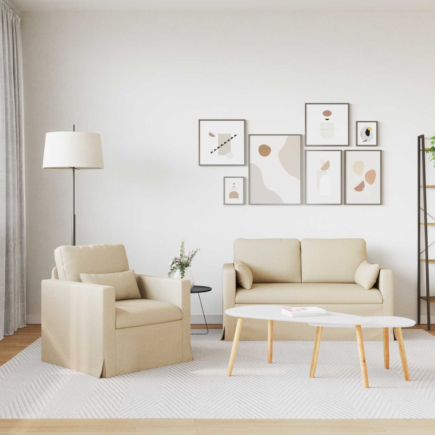 vidaXL Σετ Καναπέ 2 pcs Κρεμ 139 x 78 x 80 εκ ύφασμα