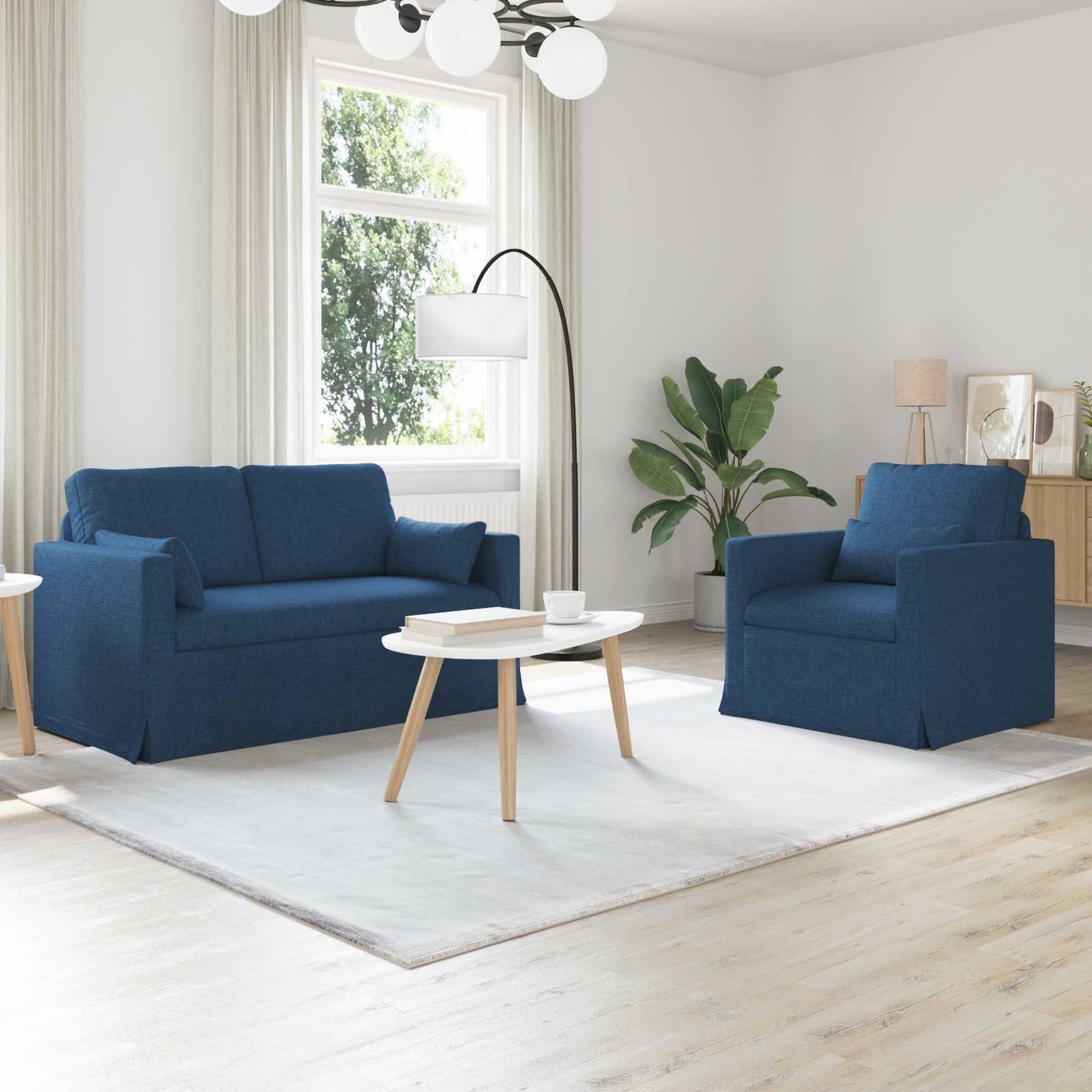 vidaXL Σετ Καναπέ 2 pcs Μπλε 139 x 78 x 80 εκ ύφασμα