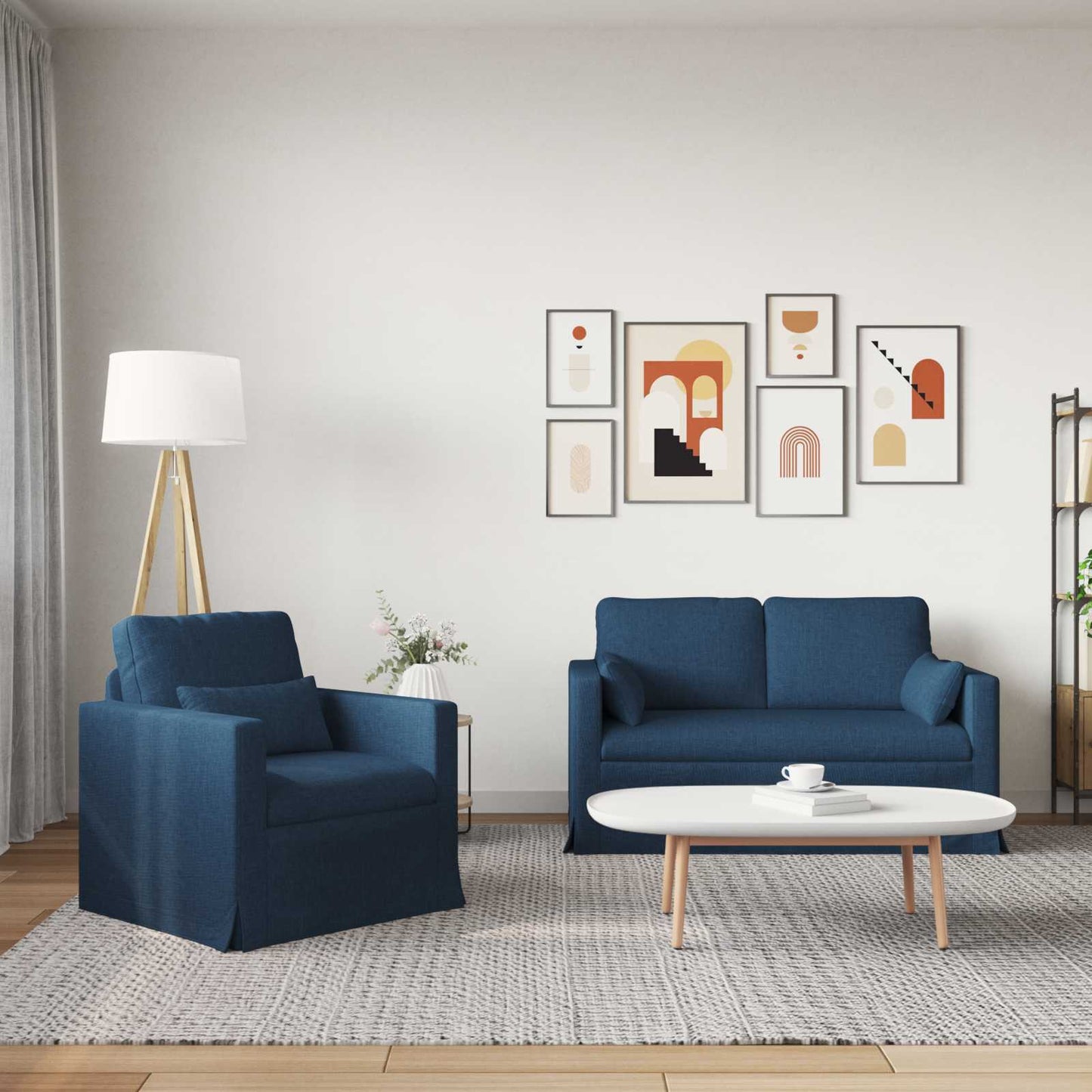 vidaXL Σετ Καναπέ 2 pcs Μπλε 139 x 78 x 80 εκ ύφασμα