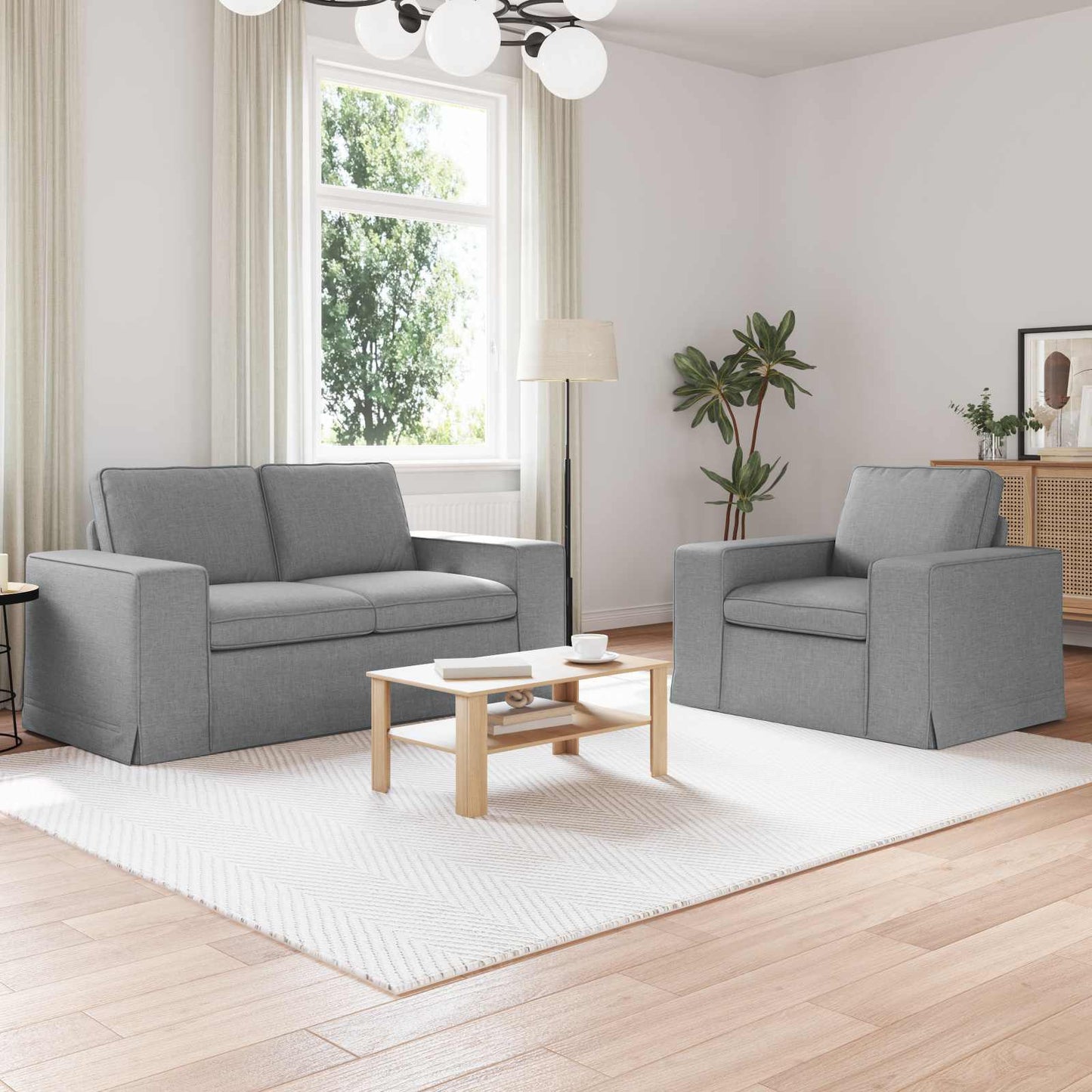 vidaXL Σετ Καναπέ 2 pcs Ανοιχτό γκρι 162 x 80 x 82 εκ ύφασμα