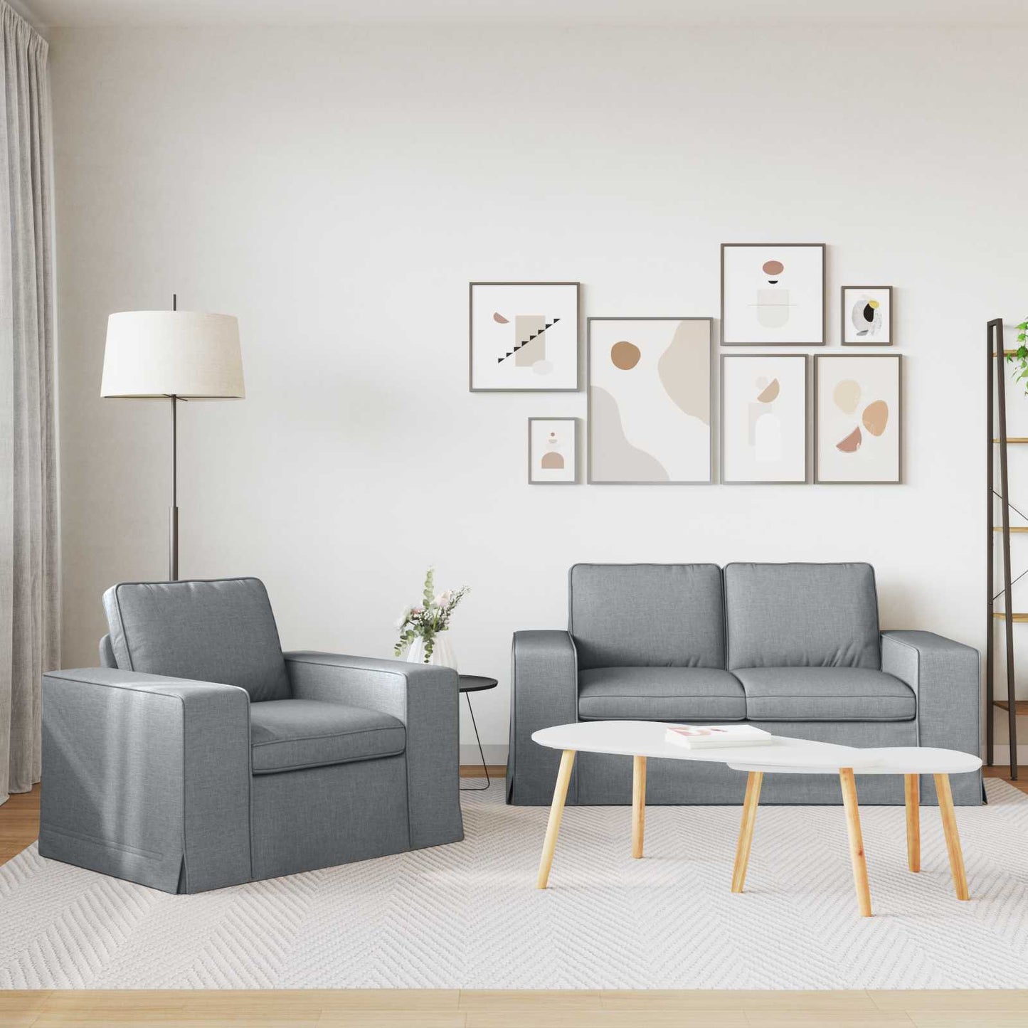 vidaXL Σετ Καναπέ 2 pcs Ανοιχτό γκρι 162 x 80 x 82 εκ ύφασμα