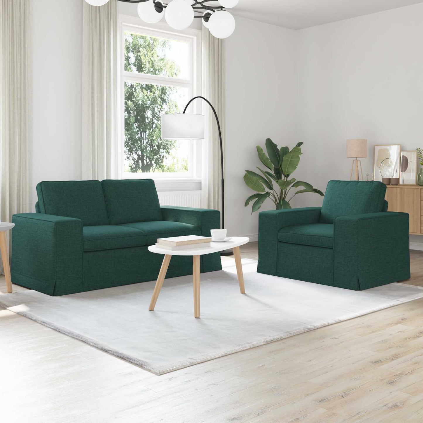 vidaXL Σετ Καναπέ 2 pcs Σκούρο Πράσινο 162 x 80 x 82 εκ ύφασμα