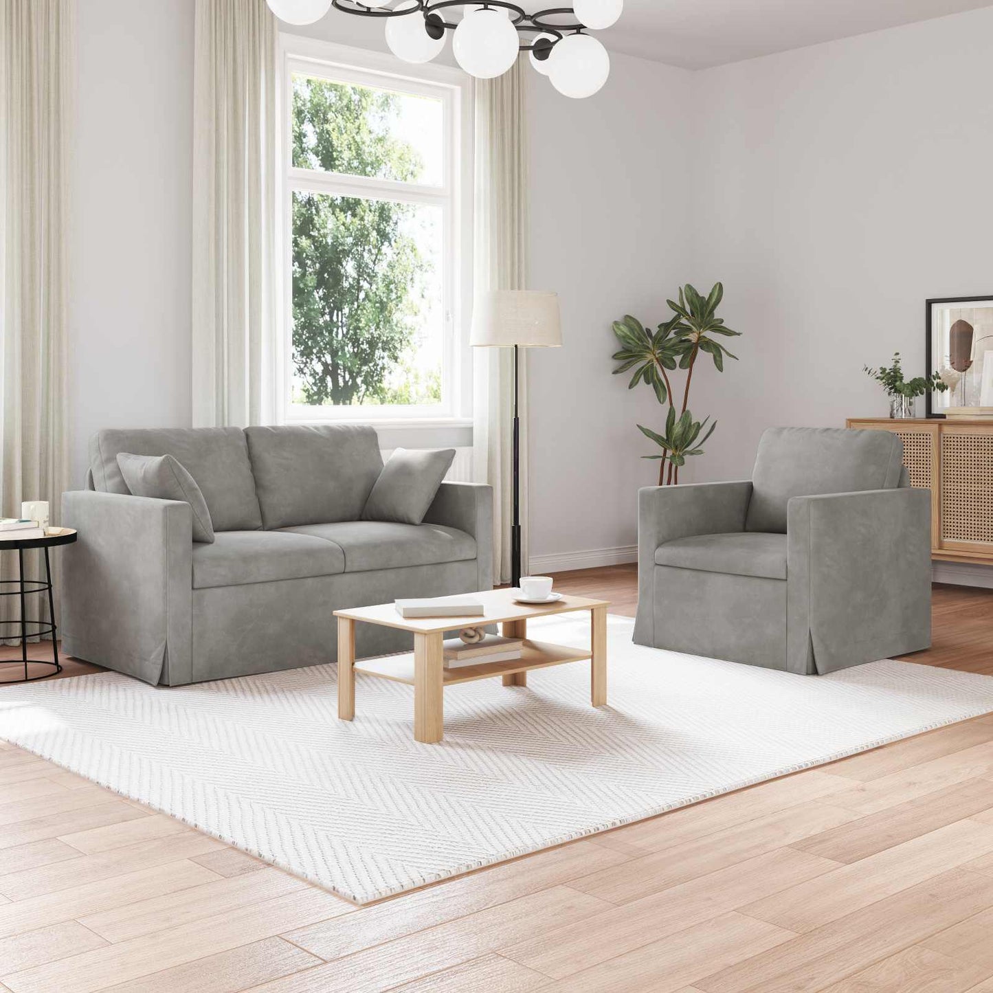 vidaXL Σετ Καναπέ 2 pcs Ανοιχτό γκρι 138 x 78 x 80 εκ Βελούδο